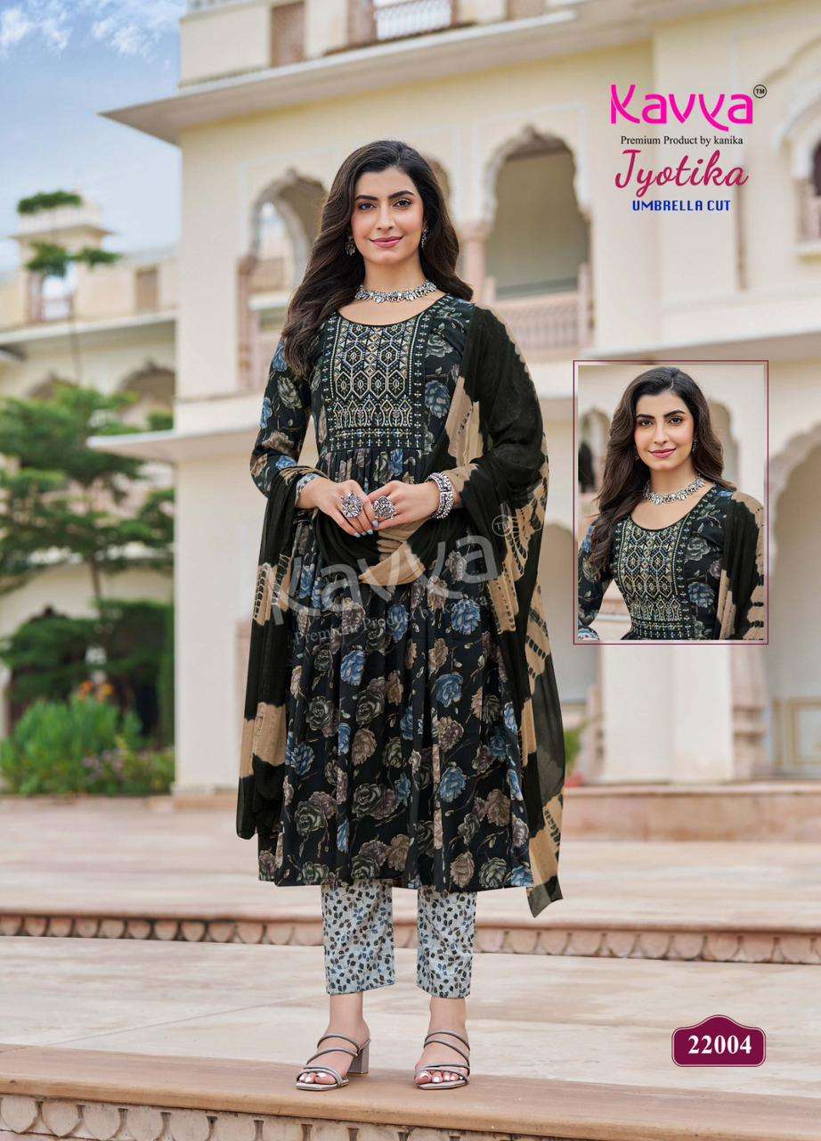  KAVYA JYOTIKA VOL 22 CAPSULE FOIL PRINT NAIRA CUT STYLE KURTI COMBO SET 
