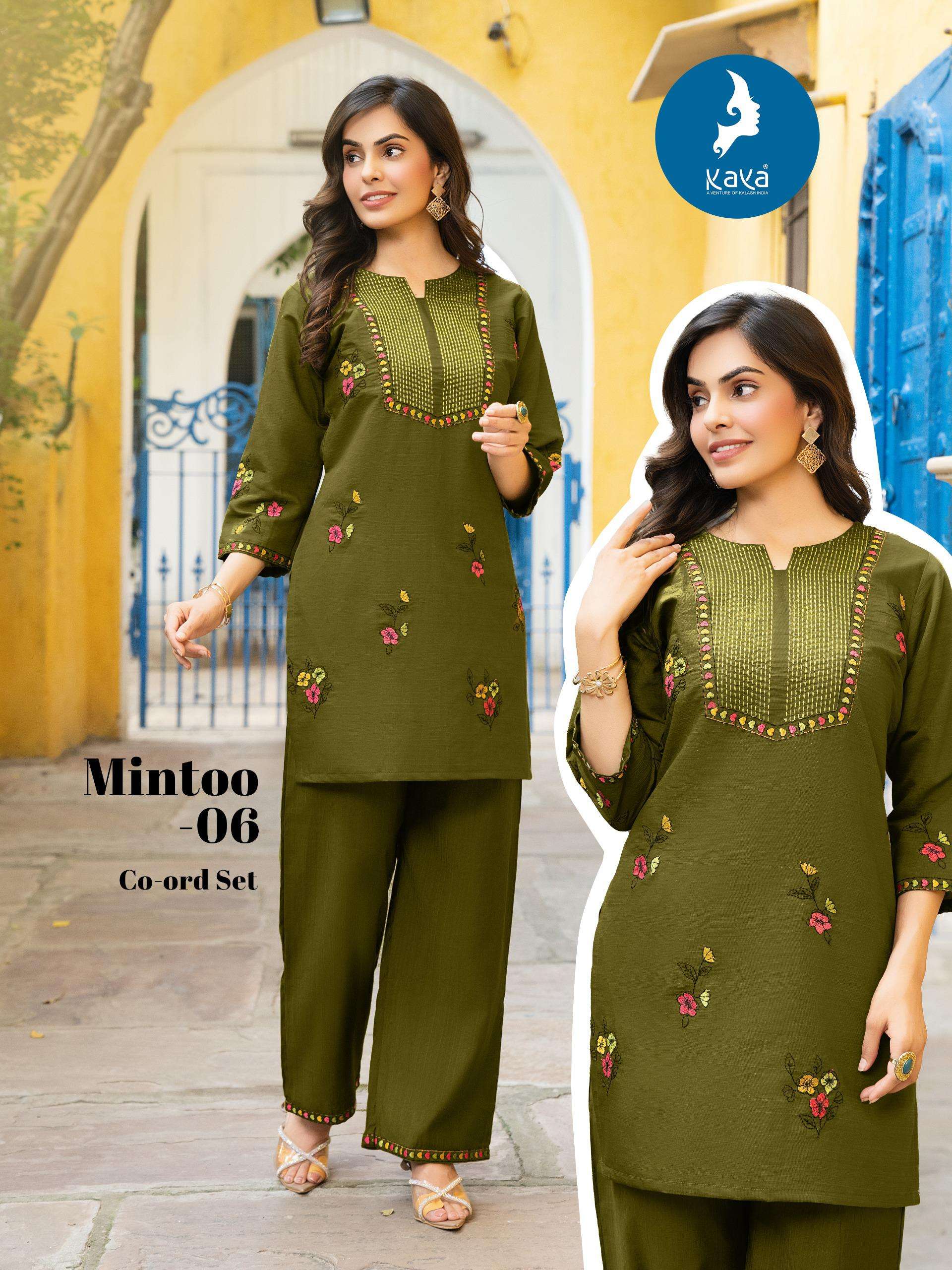  KAYA MINTOO FANCY WORKS LADIES KURTI WITH BOTTOM PAIR 