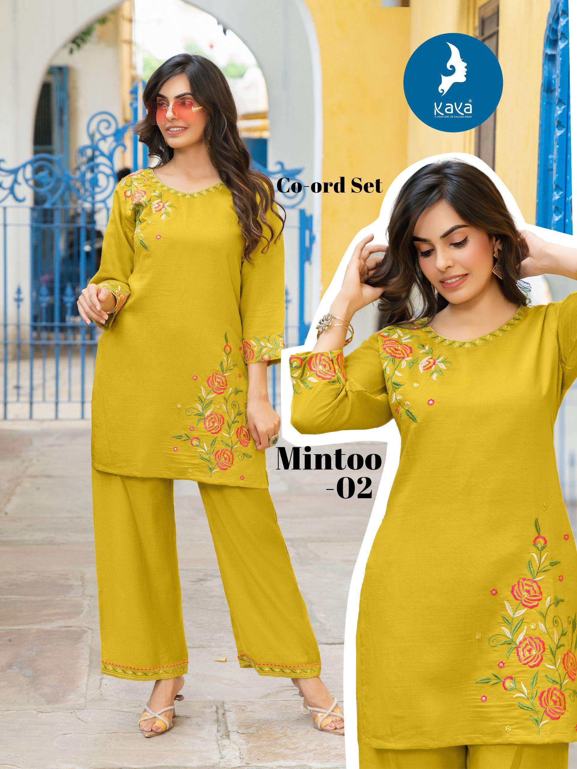  KAYA MINTOO FANCY WORKS LADIES KURTI WITH BOTTOM PAIR 