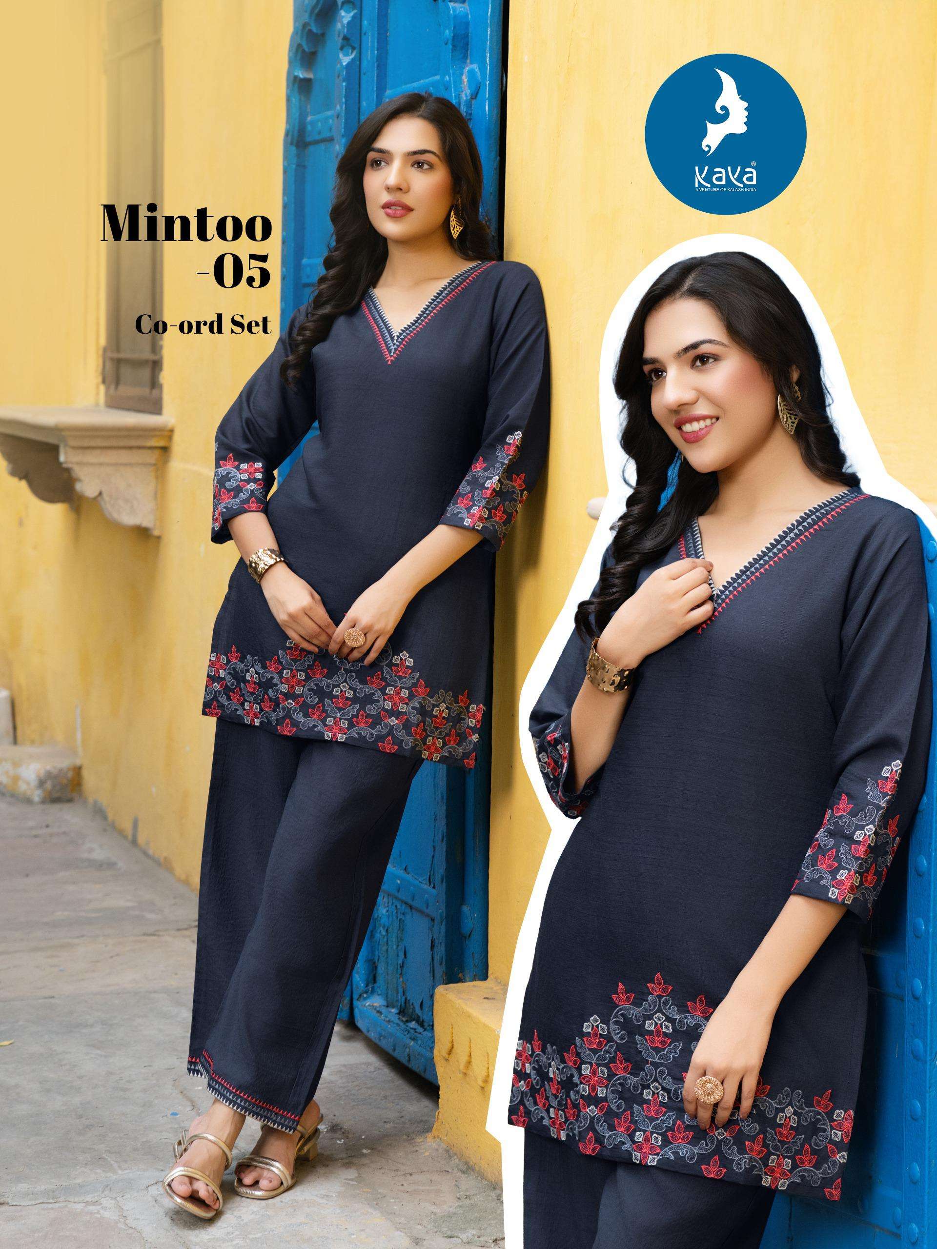  KAYA MINTOO FANCY WORKS LADIES KURTI WITH BOTTOM PAIR 