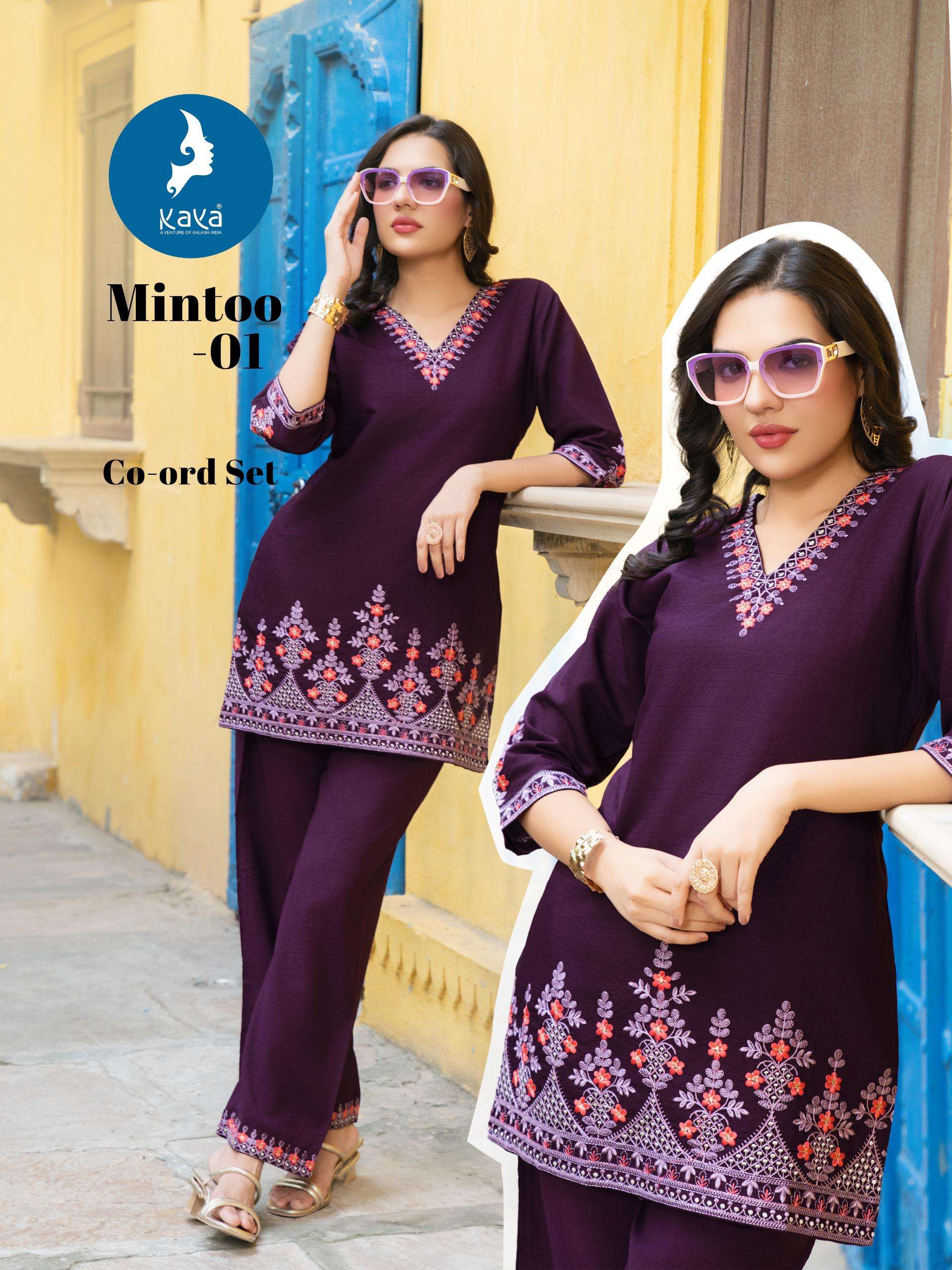  KAYA MINTOO FANCY WORKS LADIES KURTI WITH BOTTOM PAIR 