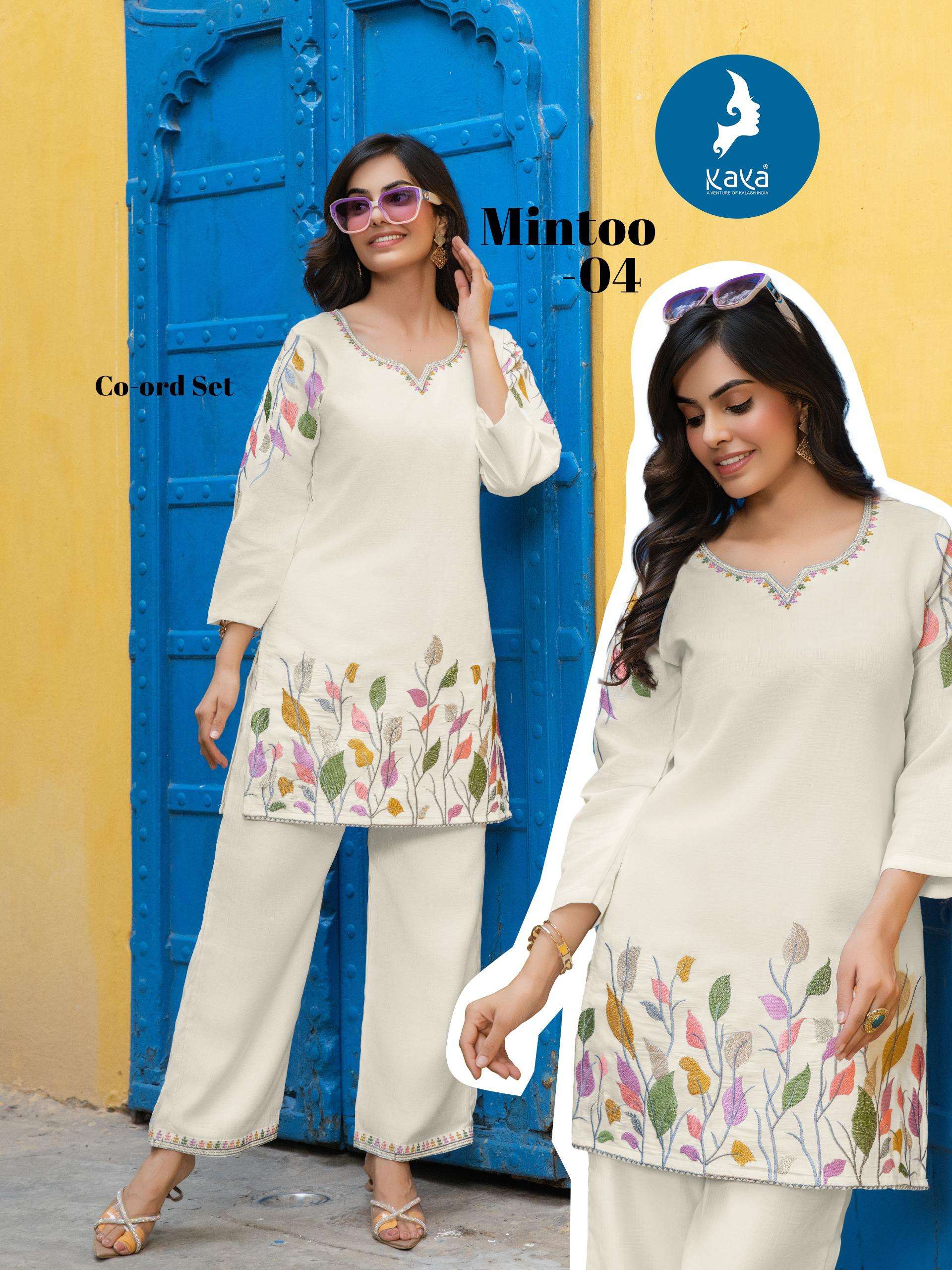  KAYA MINTOO FANCY WORKS LADIES KURTI WITH BOTTOM PAIR 