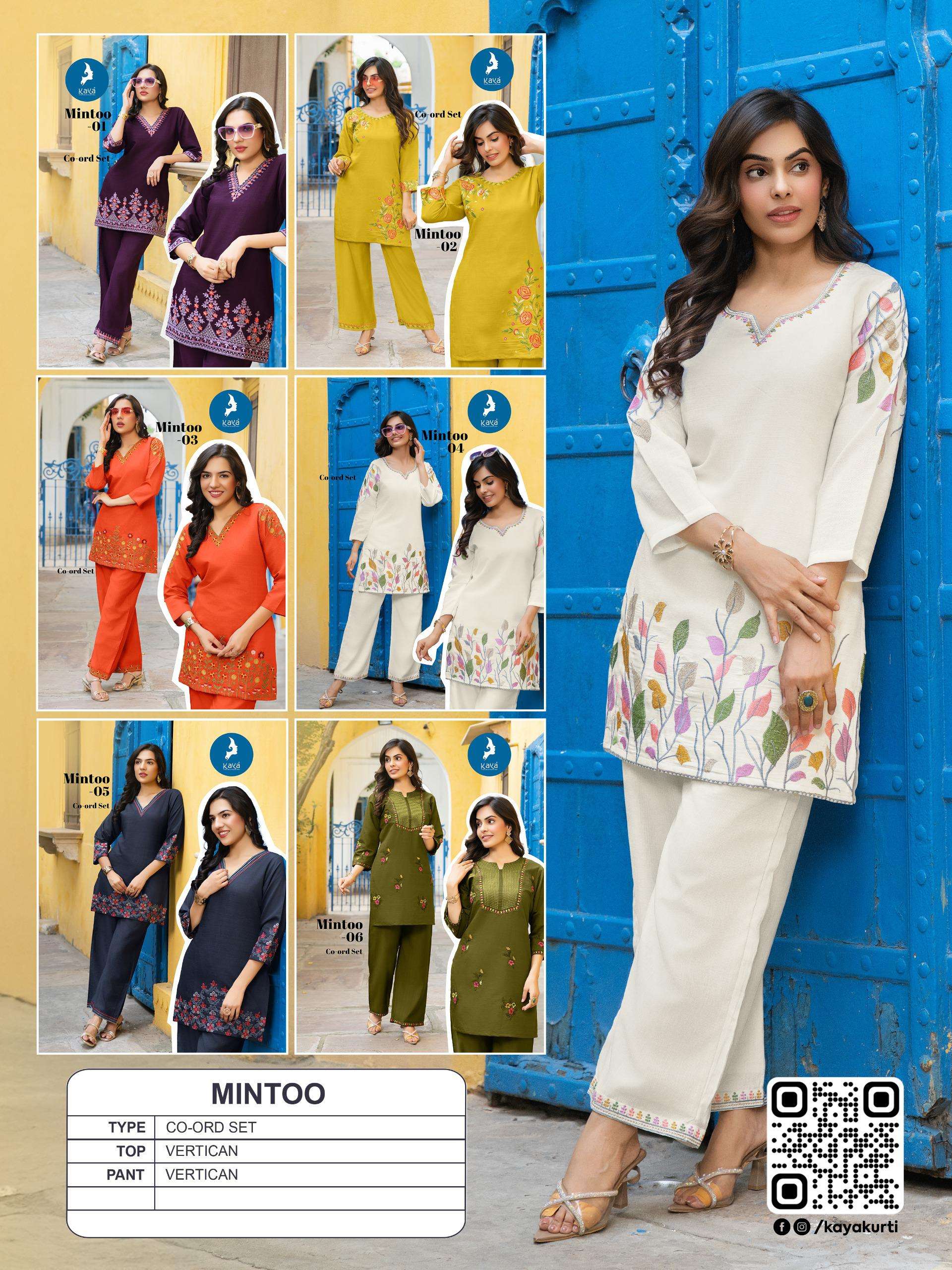  KAYA MINTOO FANCY WORKS LADIES KURTI WITH BOTTOM PAIR 