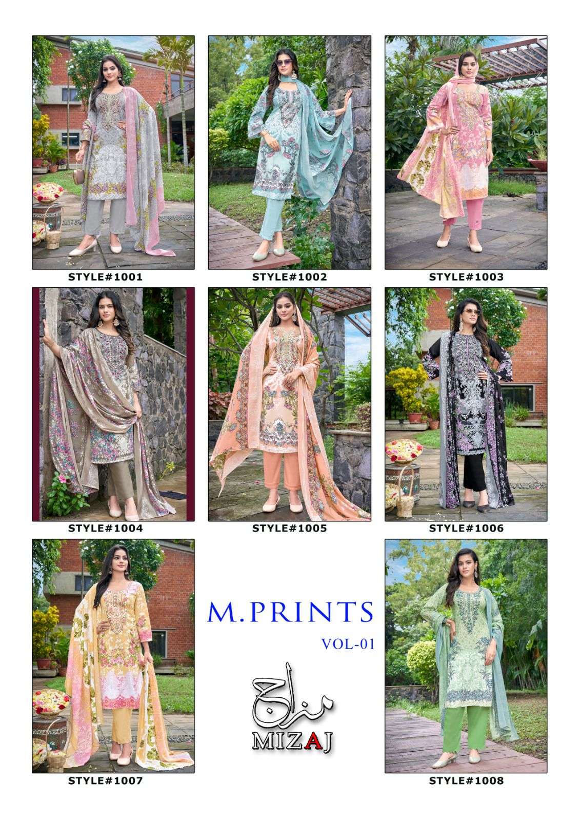 KEVAL FAB MIZAJ  M PRINTS VOL 1 COTTON DIGITAL PRINT WITH WORK SALWAR SUIT
