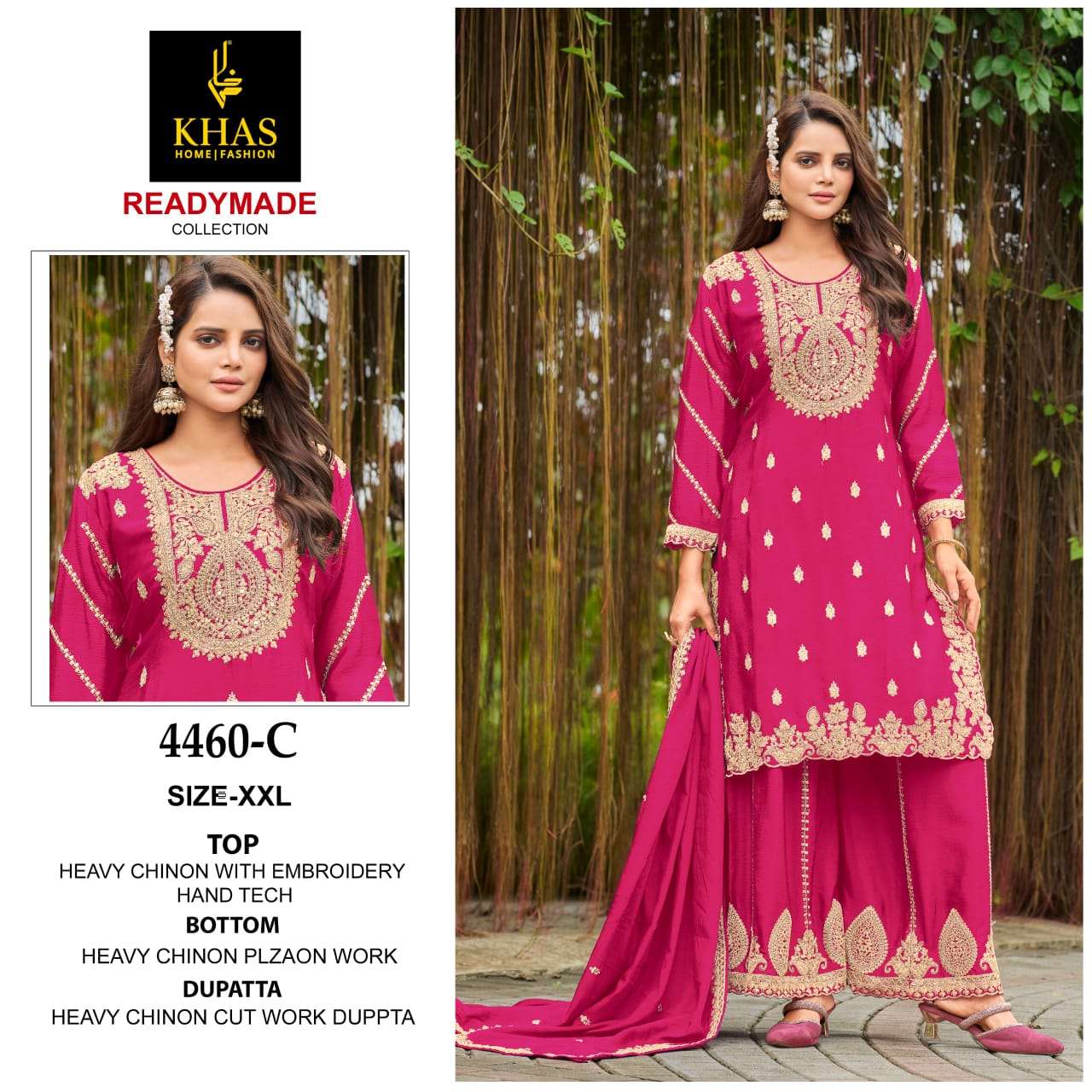 KHAS FASHION D NO 4460 HEAVY EMBROIDERD DESIGNER READY MADE SUIT