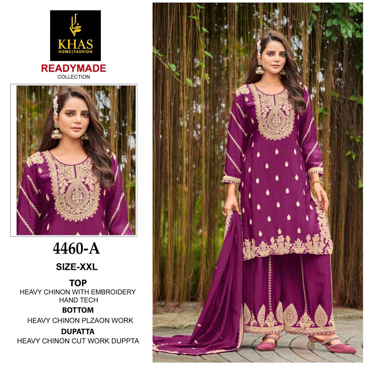 KHAS FASHION D NO 4460 HEAVY EMBROIDERD DESIGNER READY MADE SUIT