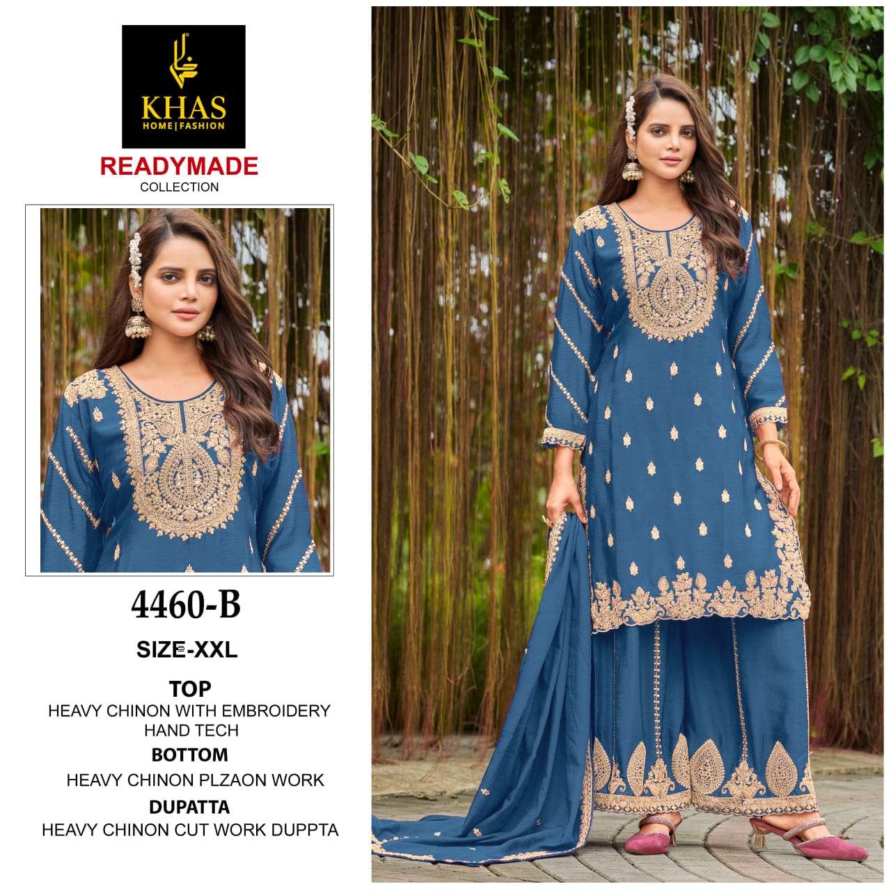 KHAS FASHION D NO 4460 HEAVY EMBROIDERD DESIGNER READY MADE SUIT