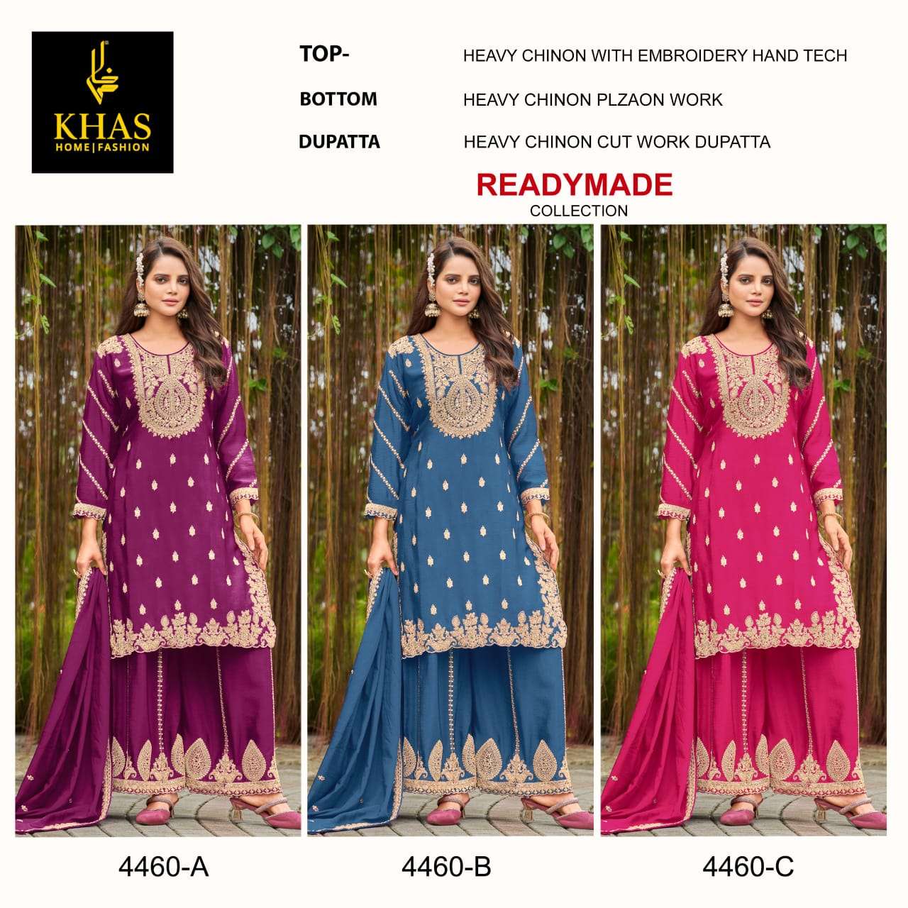 KHAS FASHION D NO 4460 HEAVY EMBROIDERD DESIGNER READY MADE SUIT
