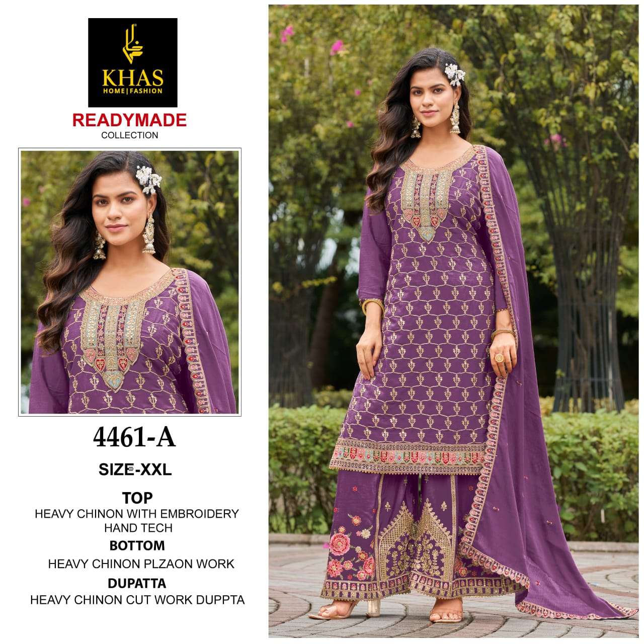 KHAS FASHION D NO 4461 SILK HEAVY EMBROIDERY DESIGNER READY MADE PAKISTANI SUIT