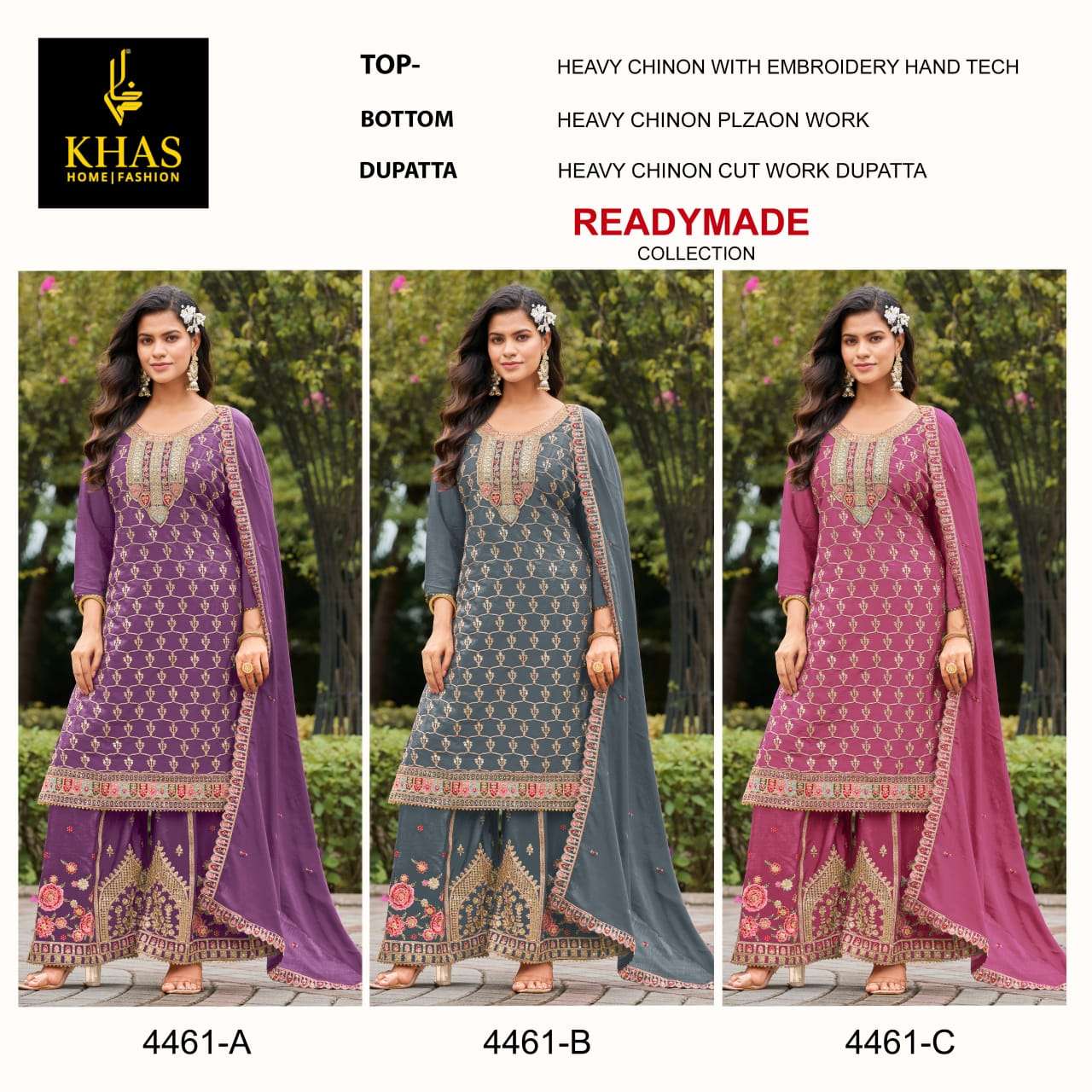 KHAS FASHION D NO 4461 SILK HEAVY EMBROIDERY DESIGNER READY MADE PAKISTANI SUIT