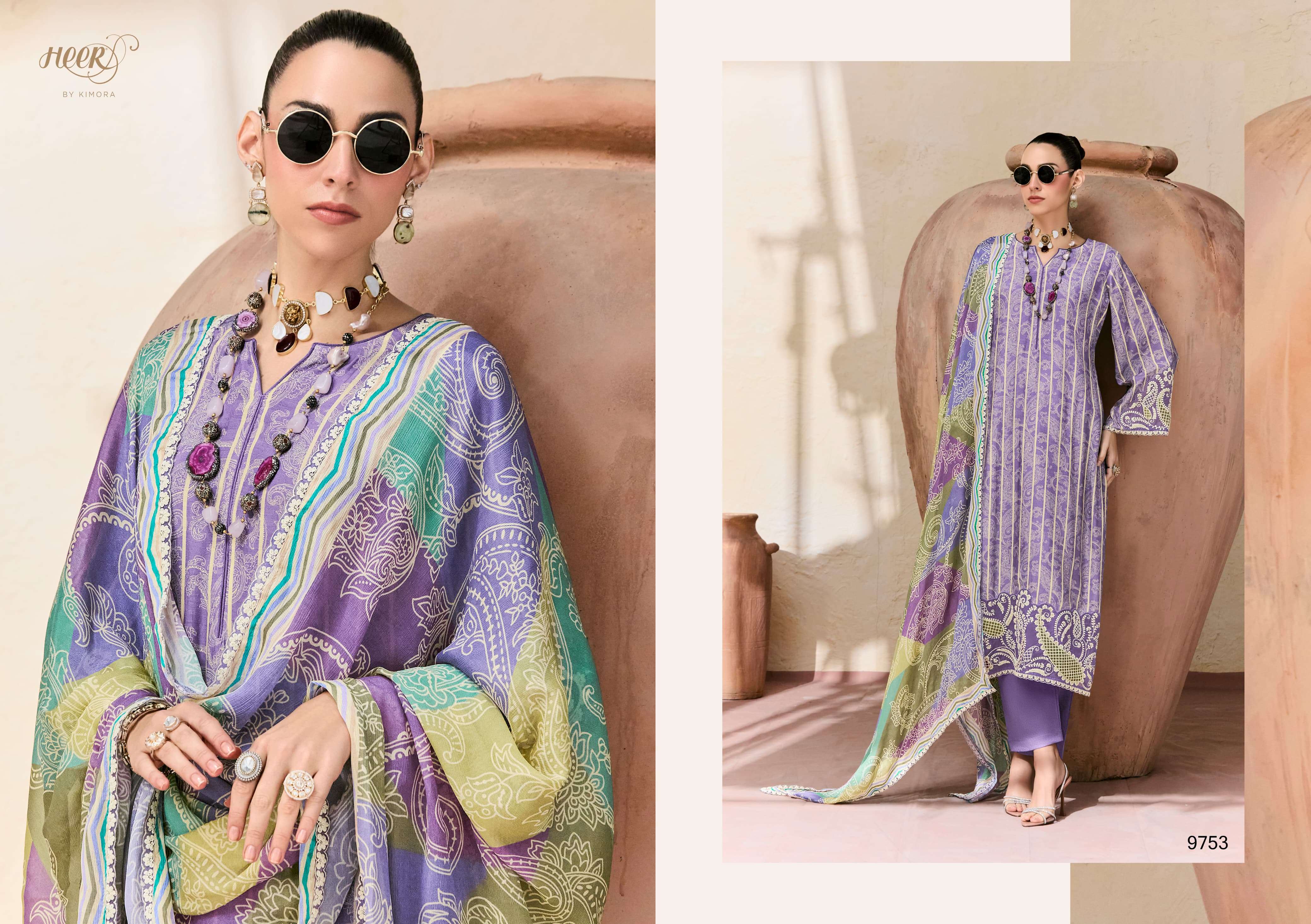KIMORA HEER JUGNI VOL 219 MUSLIN DIGITAL PRINT WITH HEAVY DESIGNER WORK SUIT
