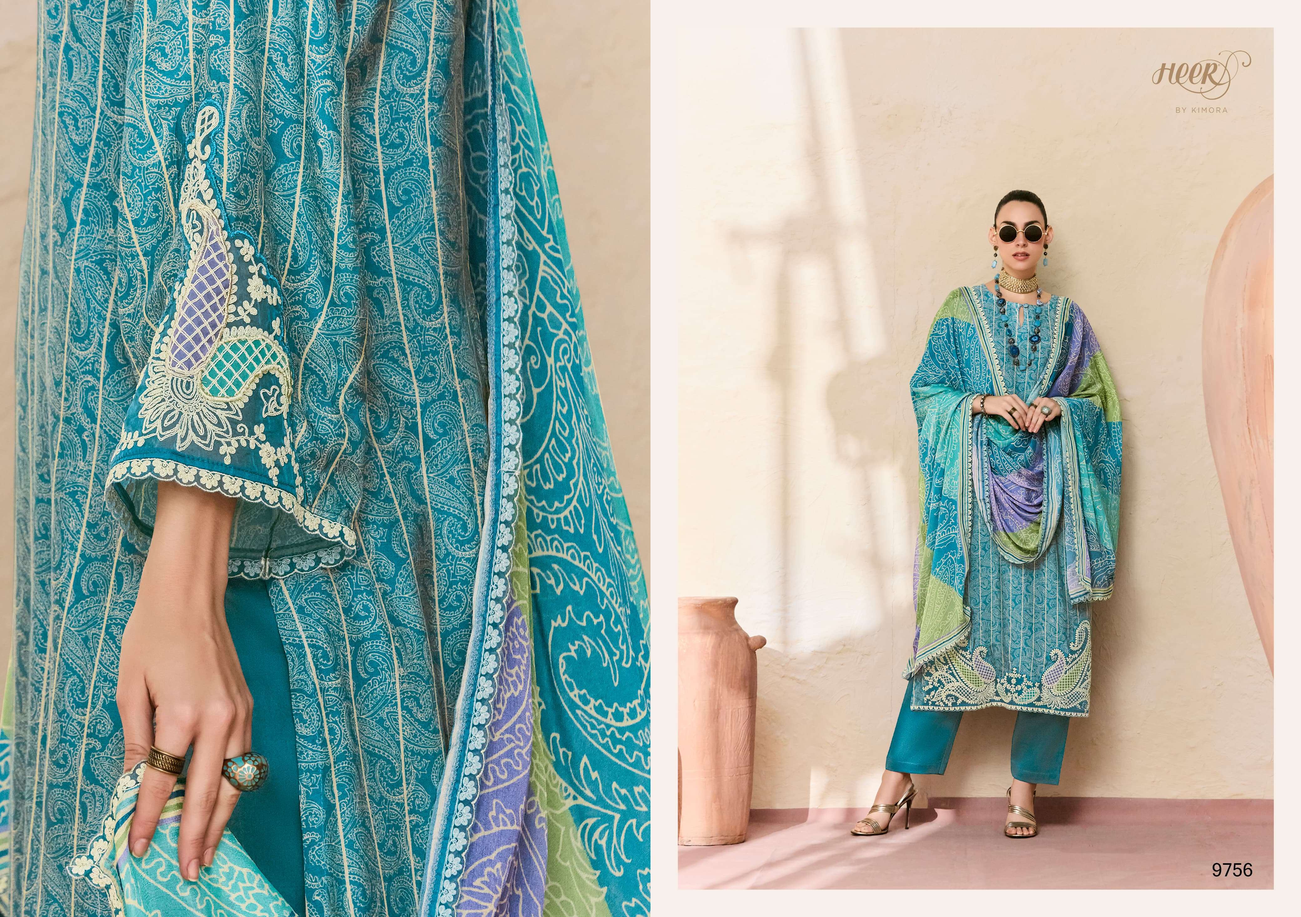 KIMORA HEER JUGNI VOL 219 MUSLIN DIGITAL PRINT WITH HEAVY DESIGNER WORK SUIT
