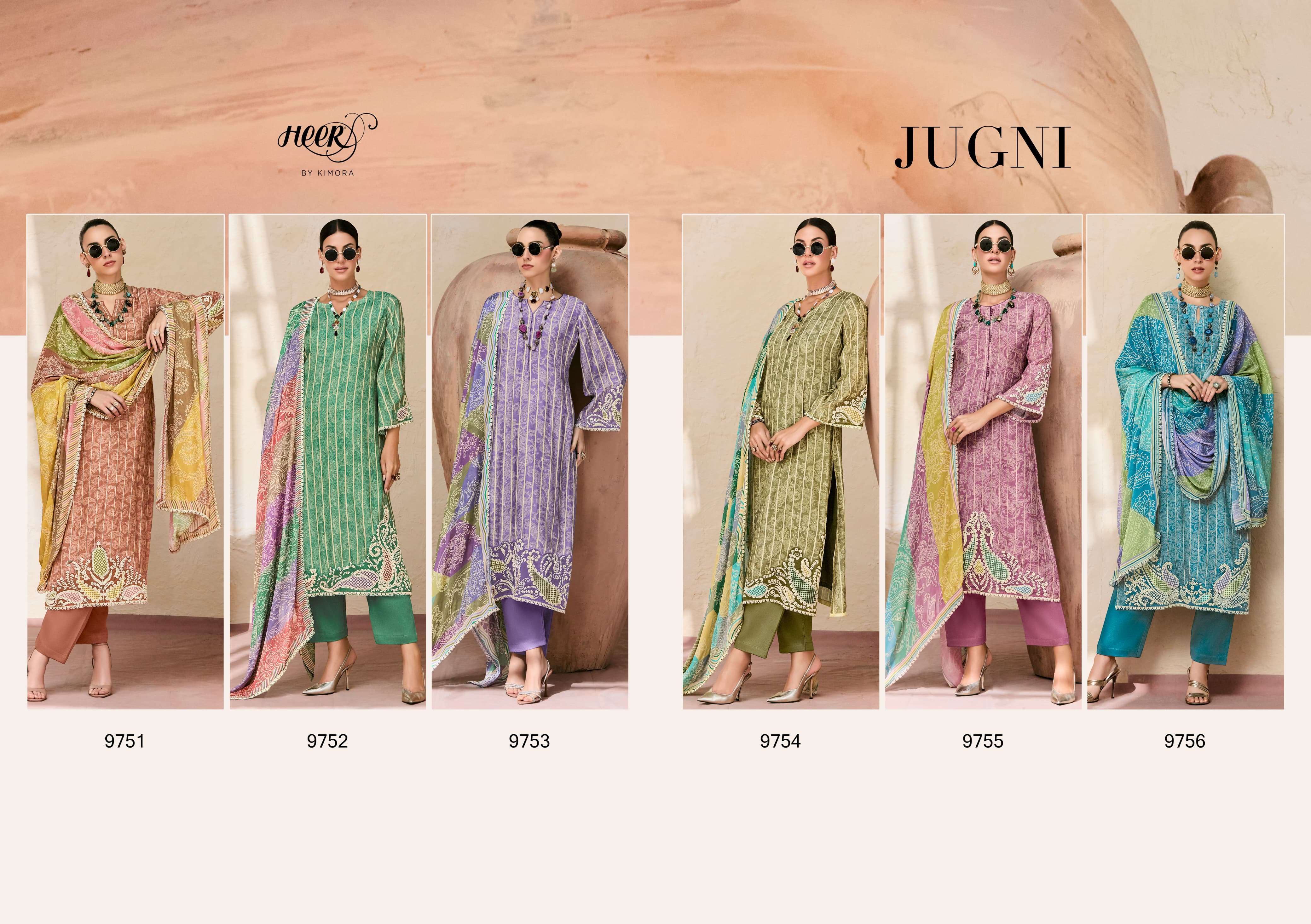 KIMORA HEER JUGNI VOL 219 MUSLIN DIGITAL PRINT WITH HEAVY DESIGNER WORK SUIT