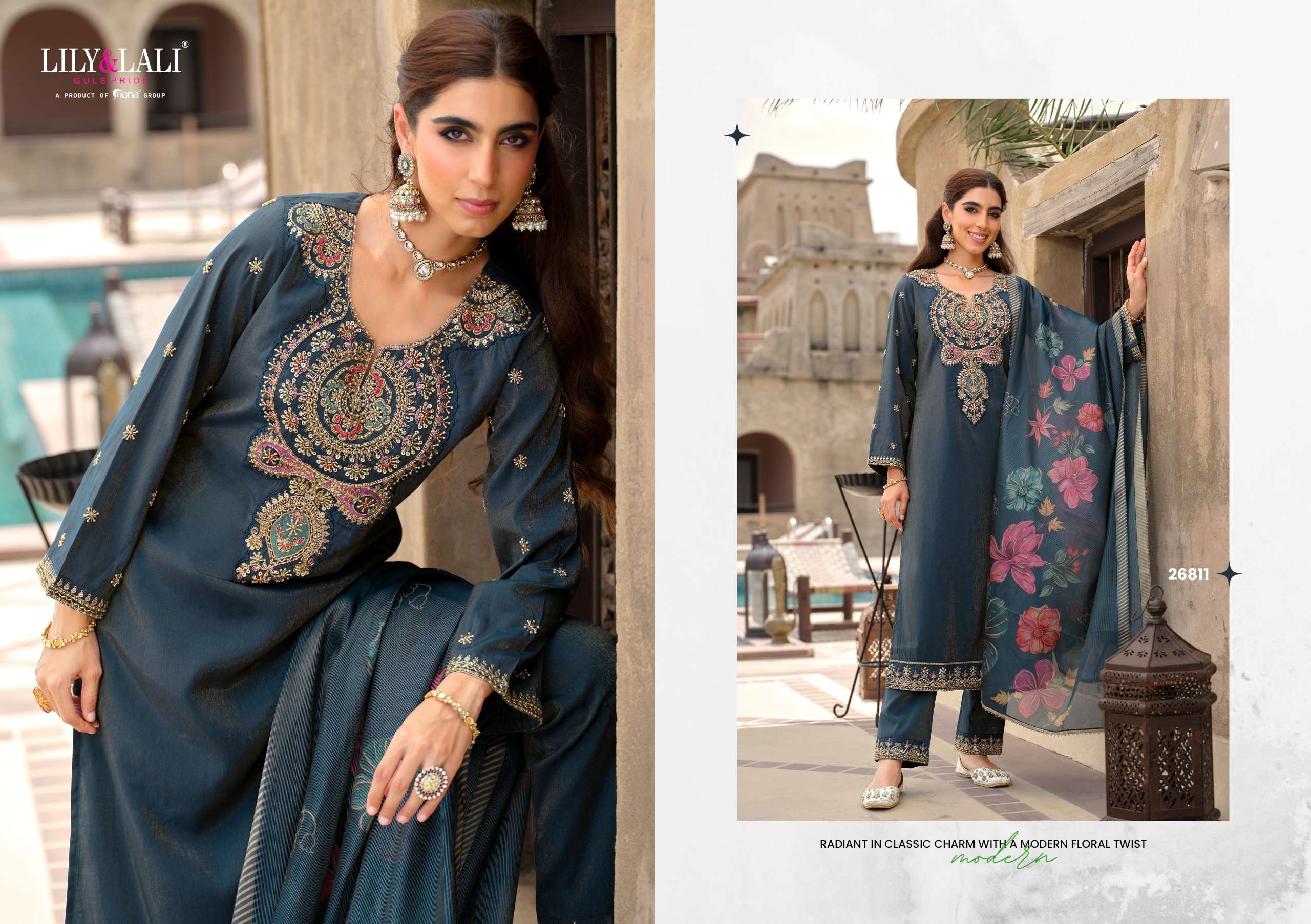 LILY AND LALI ARIANA SIMER SILK BEAUTIFUL DESIGNER LOOK READY MADE LADIES SUIT