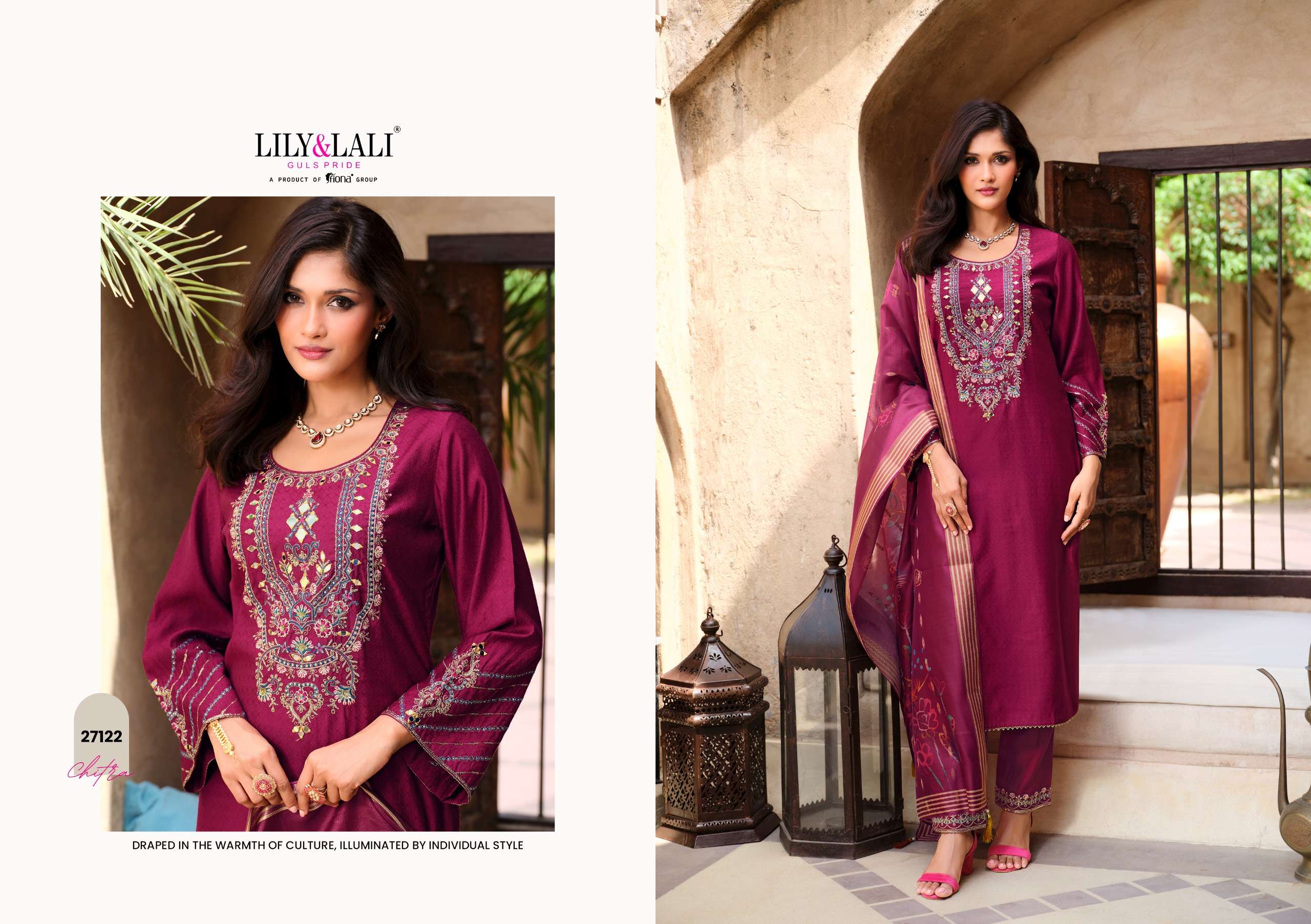 LILY AND LALI CHITRA VISCOSE SILK FANCY DESIGNER WORK FESTIVE WEAR SUIT
