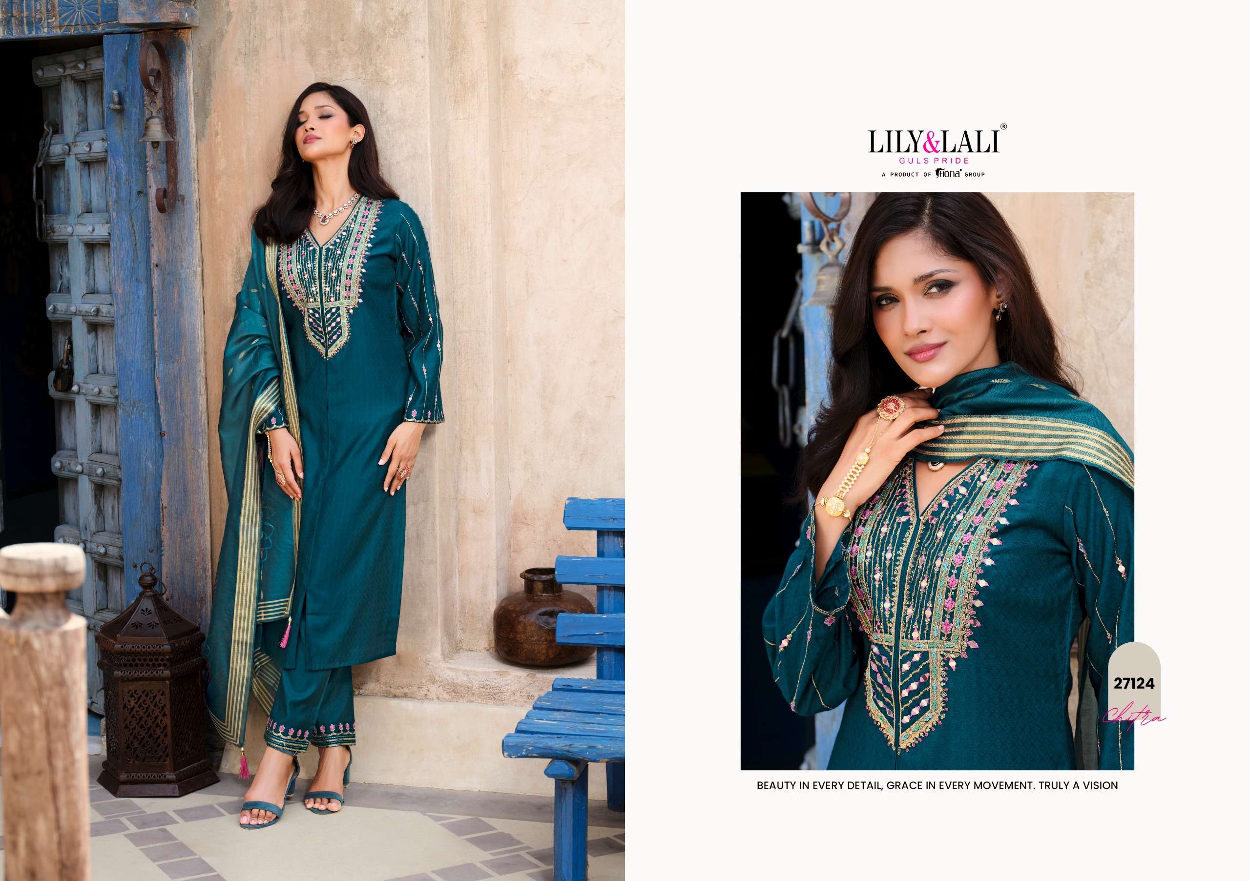 LILY AND LALI CHITRA VISCOSE SILK FANCY DESIGNER WORK FESTIVE WEAR SUIT