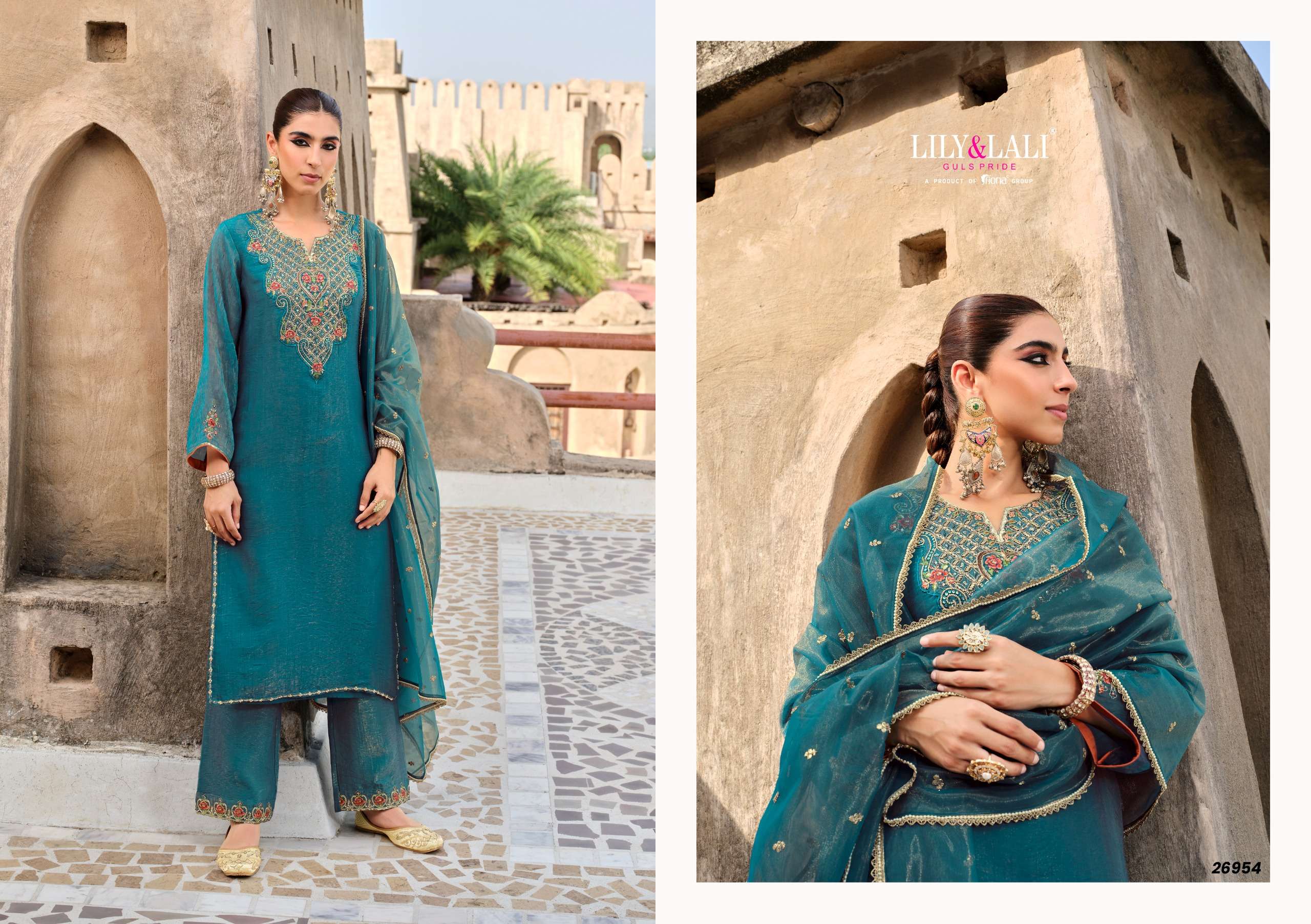 LILY AND LALI DILBAR SIMER SILK FANCY EMBROIDERY DESIGNER READY MADE LADIES SUIT