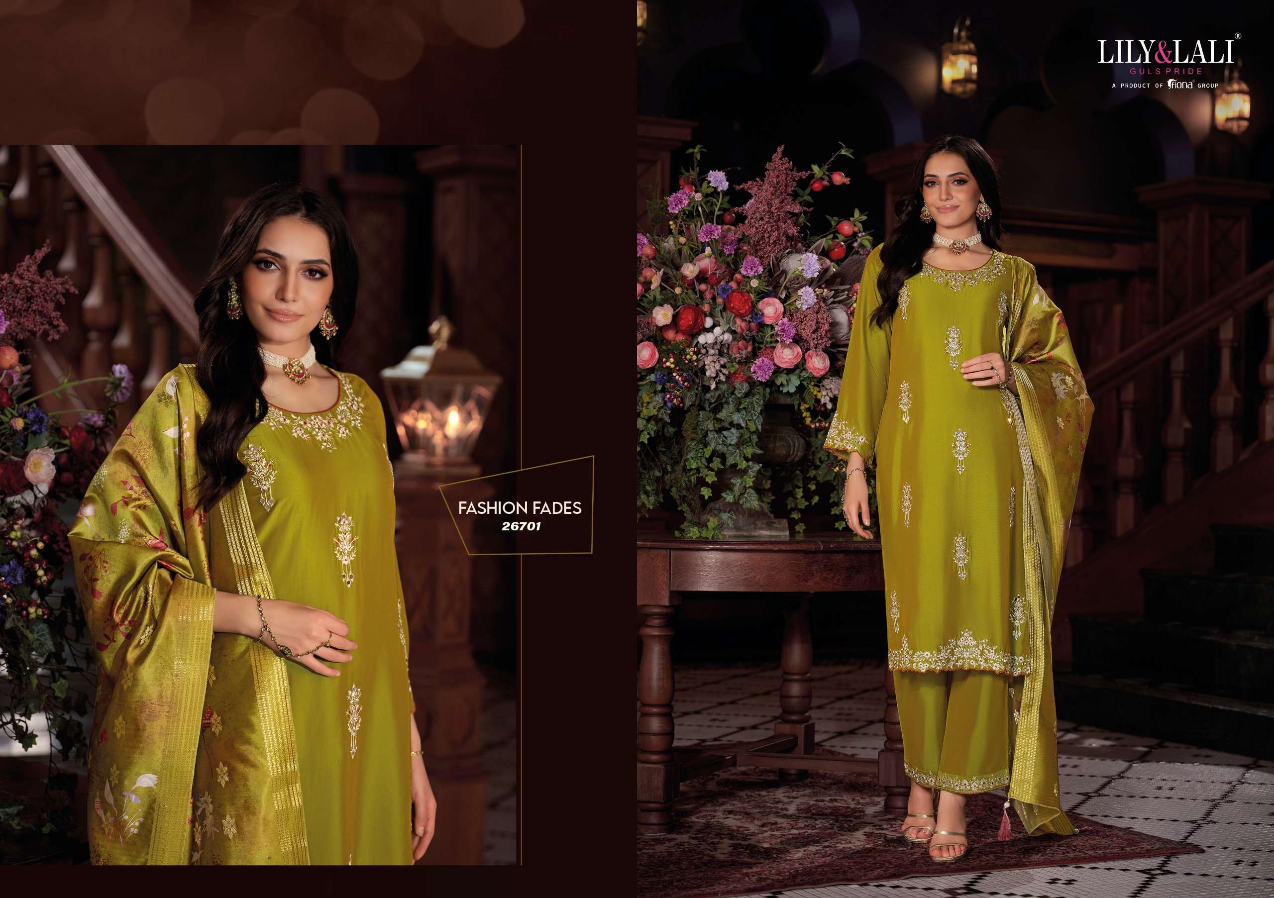 LILY AND LALI NAZAARE VISCOSE SILK BEAUTIFUL EMBROIDERY DESIGNER LADIES SUIT