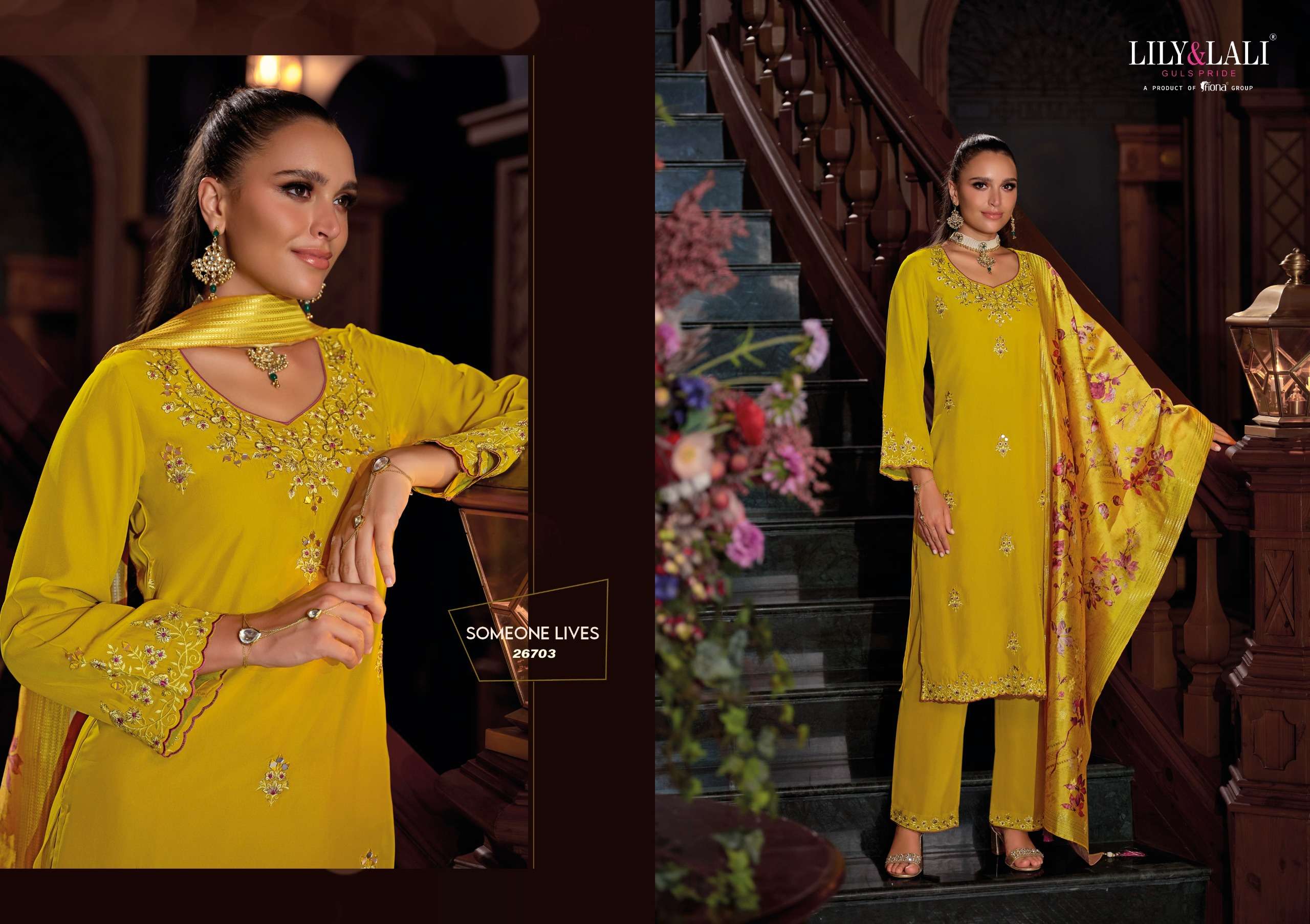 LILY AND LALI NAZAARE VISCOSE SILK BEAUTIFUL EMBROIDERY DESIGNER LADIES SUIT