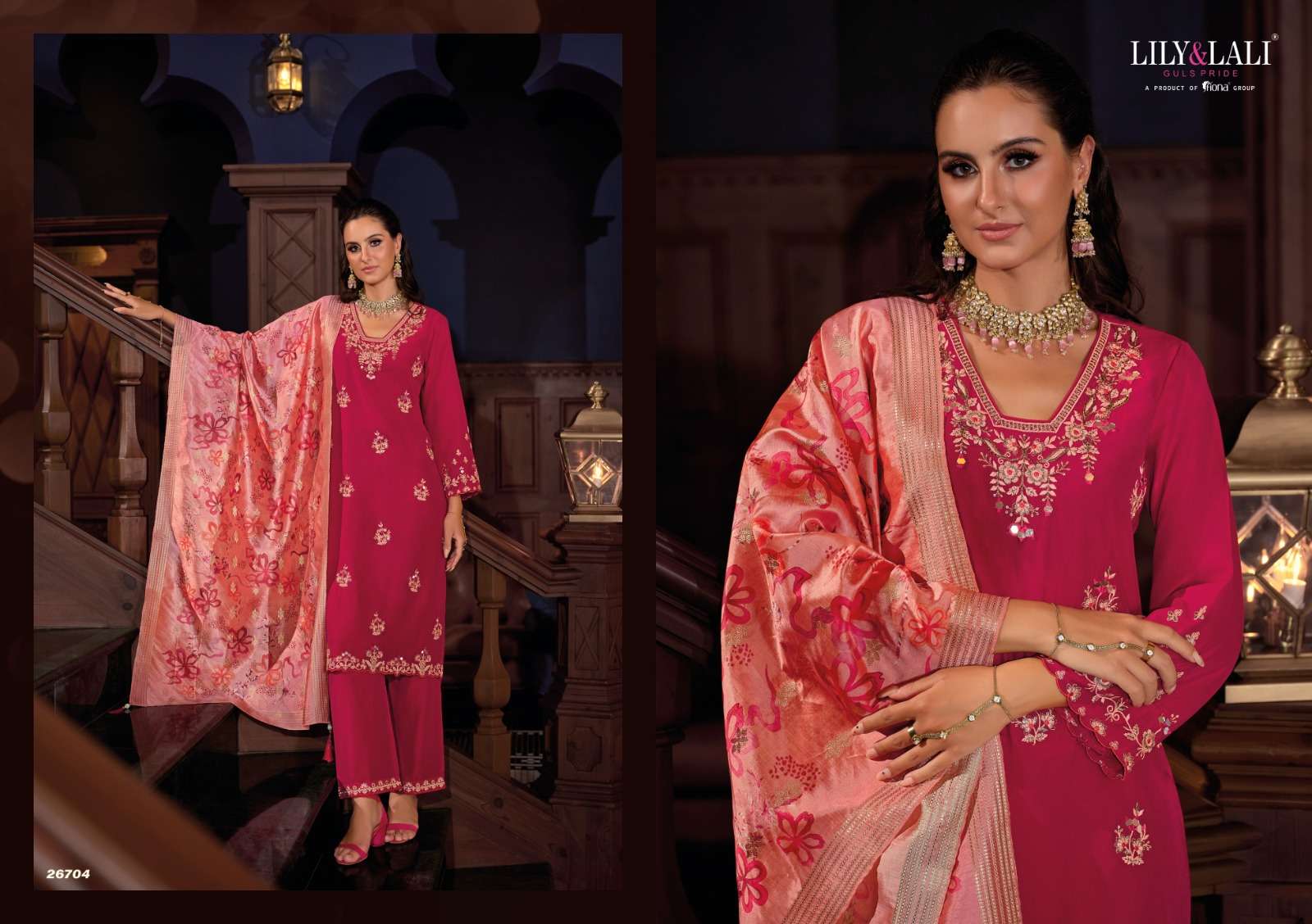 LILY AND LALI NAZAARE VISCOSE SILK BEAUTIFUL EMBROIDERY DESIGNER LADIES SUIT