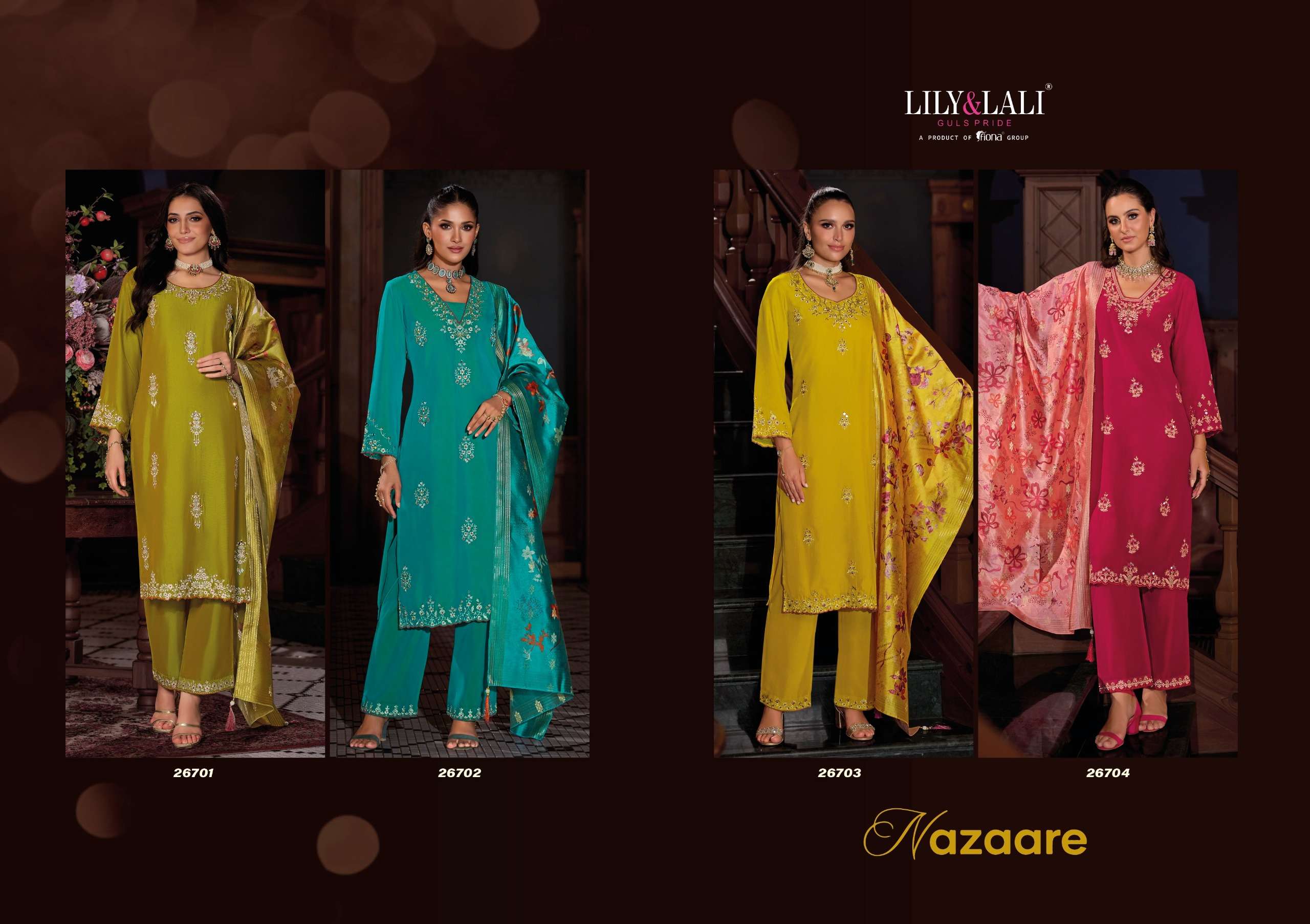 LILY AND LALI NAZAARE VISCOSE SILK BEAUTIFUL EMBROIDERY DESIGNER LADIES SUIT
