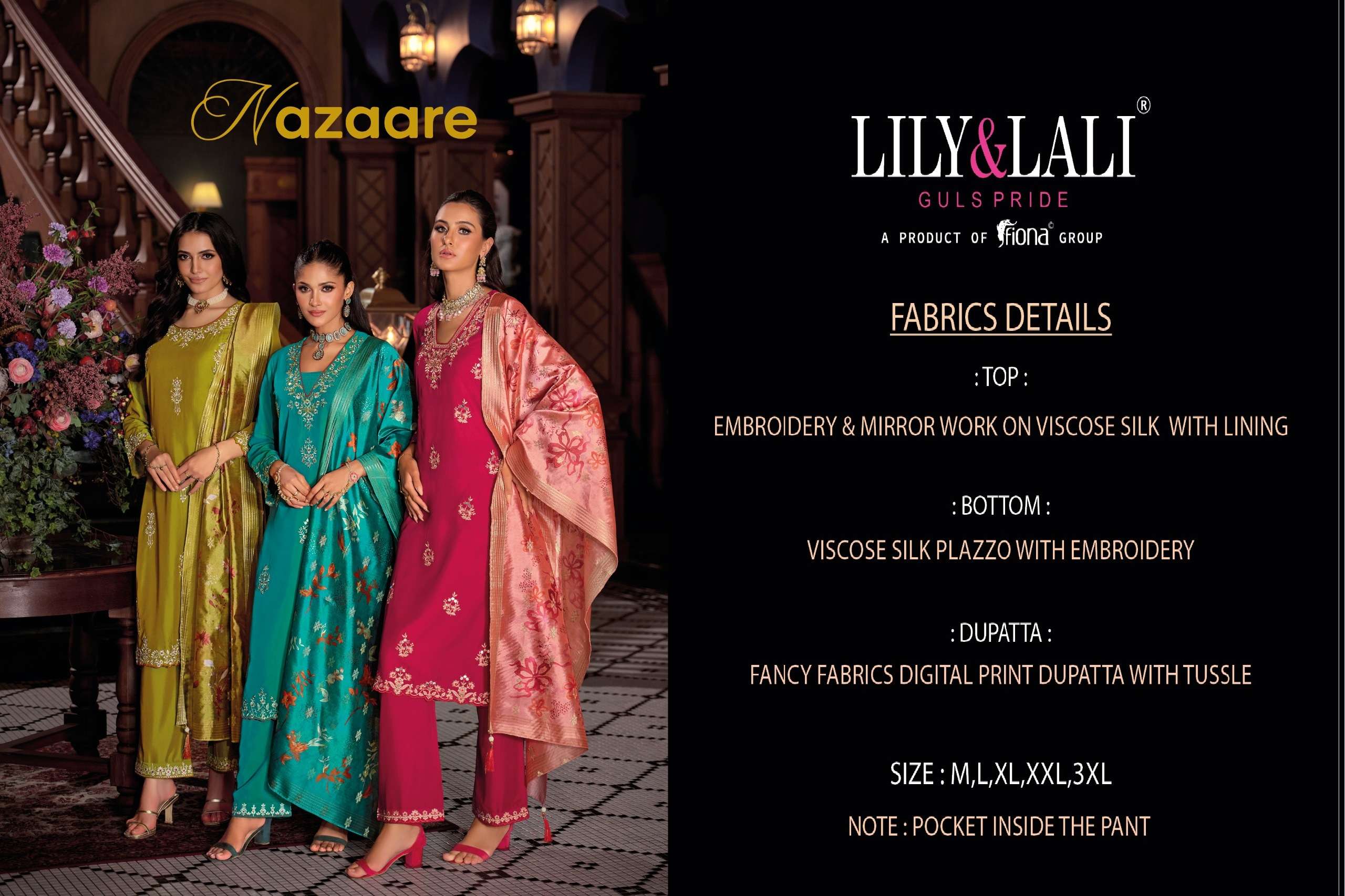 LILY AND LALI NAZAARE VISCOSE SILK BEAUTIFUL EMBROIDERY DESIGNER LADIES SUIT