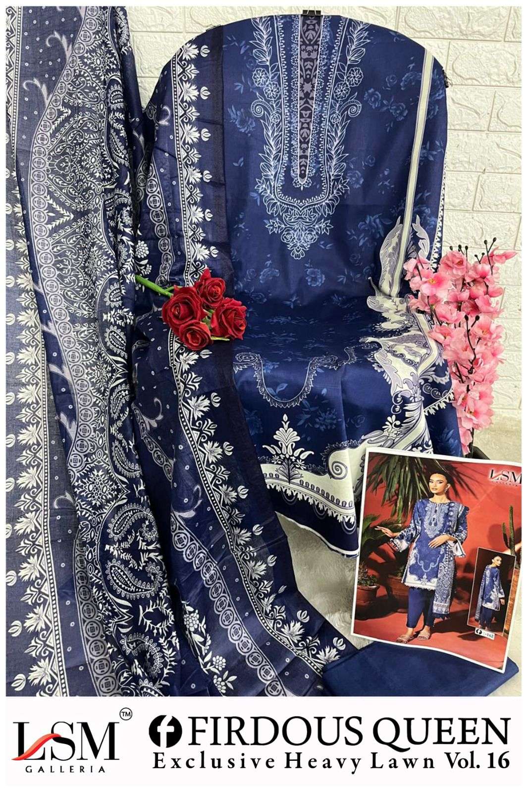 LSM GALLERIA FIRDOUS QUEEN LAWN VOL 16 LAWN COTTON DIGITAL PRINT SALWAR SUIT