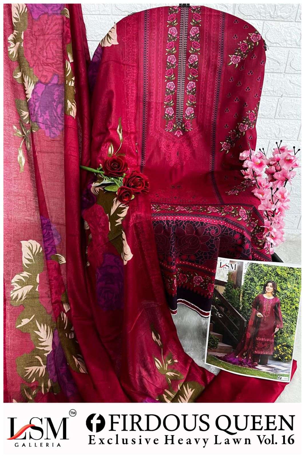 LSM GALLERIA FIRDOUS QUEEN LAWN VOL 16 LAWN COTTON DIGITAL PRINT SALWAR SUIT