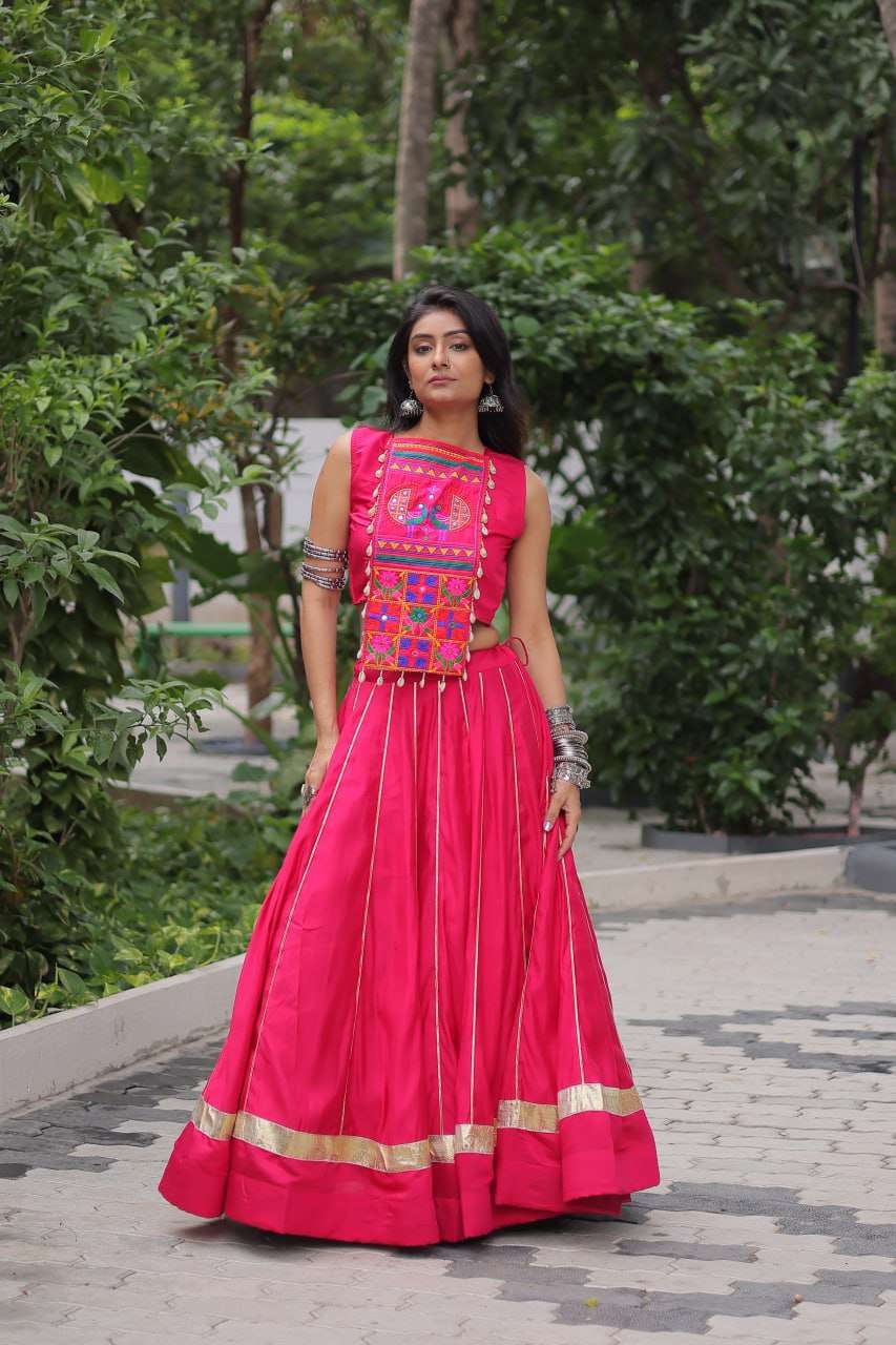 LW 7141 SILK MIRROR WORK DESIGNER NAVRATRI WEAR LEHENGA CHOLI 