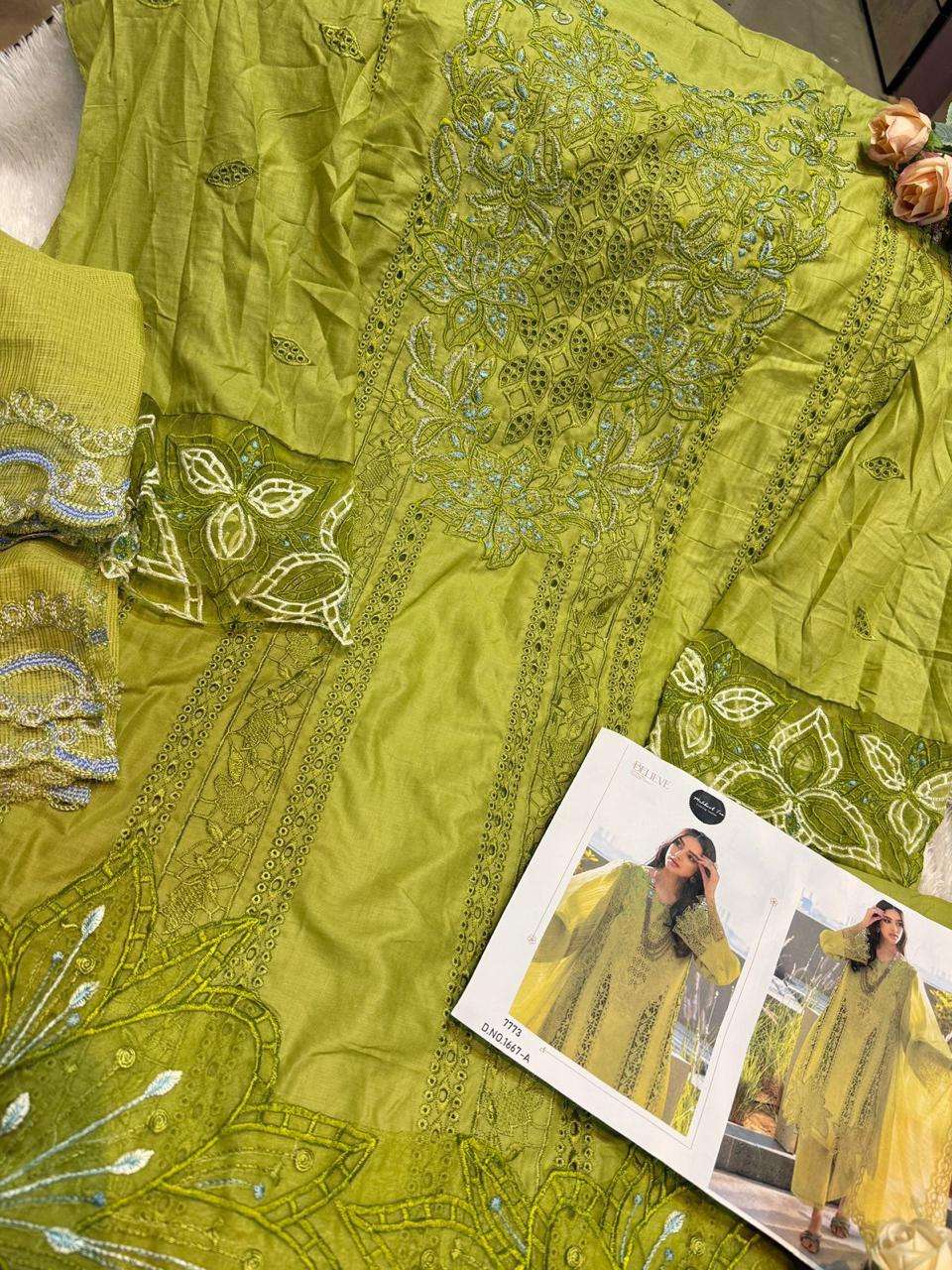 MEHBOOB TEX DESIGN NO - 1667 ABCD PURE COTTON LAWN HEAVY EMBROIDERED PAKISTANI SUIT