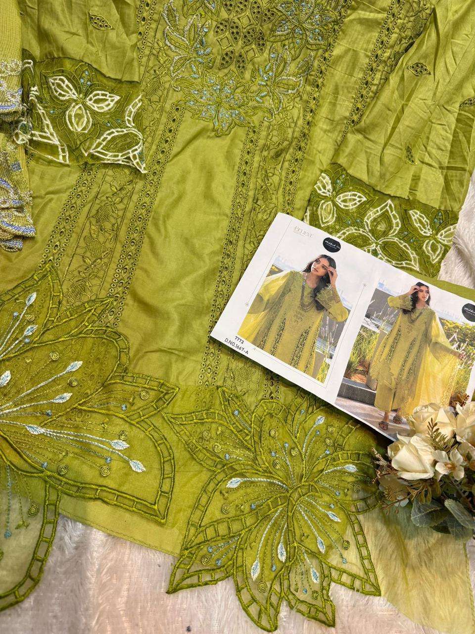 MEHBOOB TEX DESIGN NO - 1667 ABCD PURE COTTON LAWN HEAVY EMBROIDERED PAKISTANI SUIT