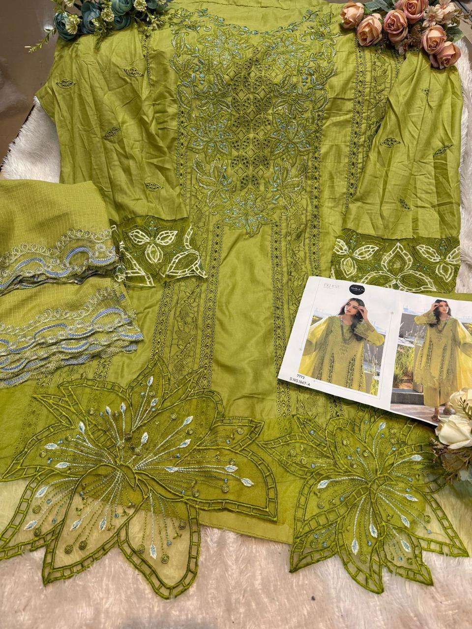 MEHBOOB TEX DESIGN NO - 1667 ABCD PURE COTTON LAWN HEAVY EMBROIDERED PAKISTANI SUIT