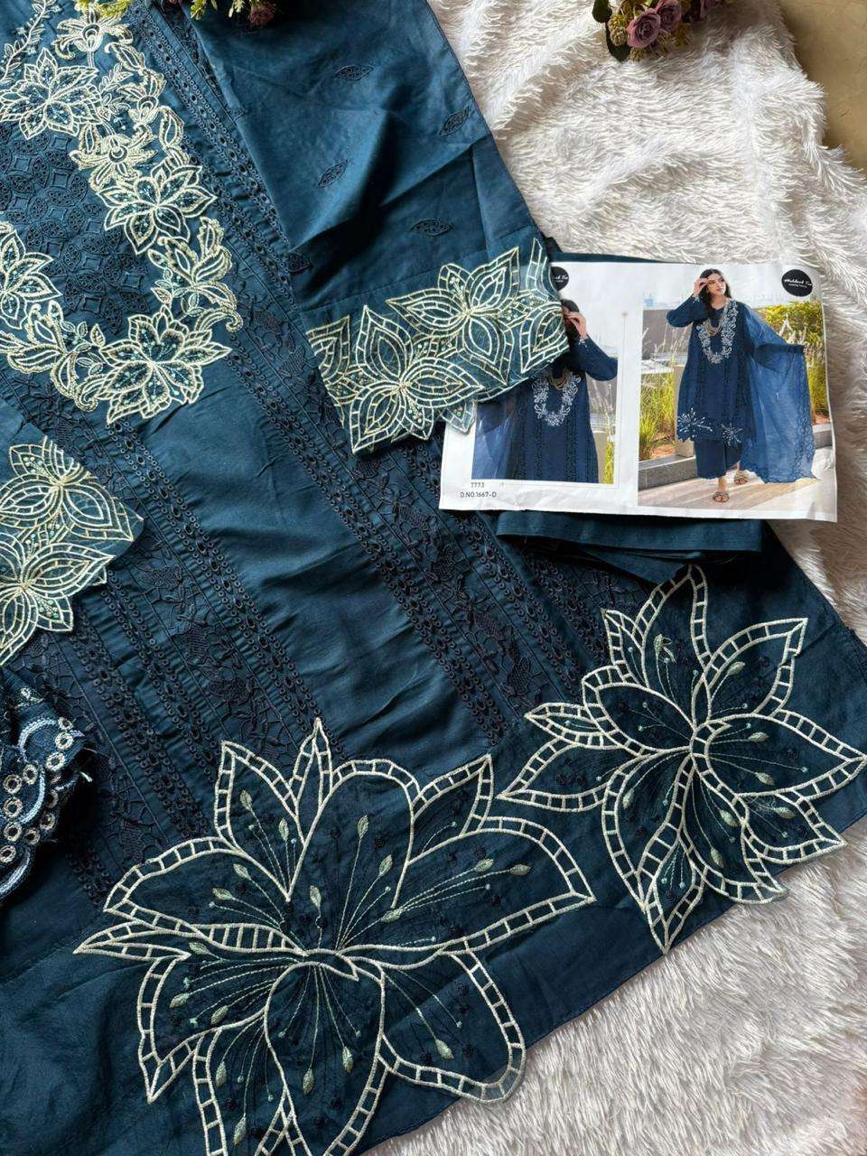 MEHBOOB TEX DESIGN NO - 1667 ABCD PURE COTTON LAWN HEAVY EMBROIDERED PAKISTANI SUIT
