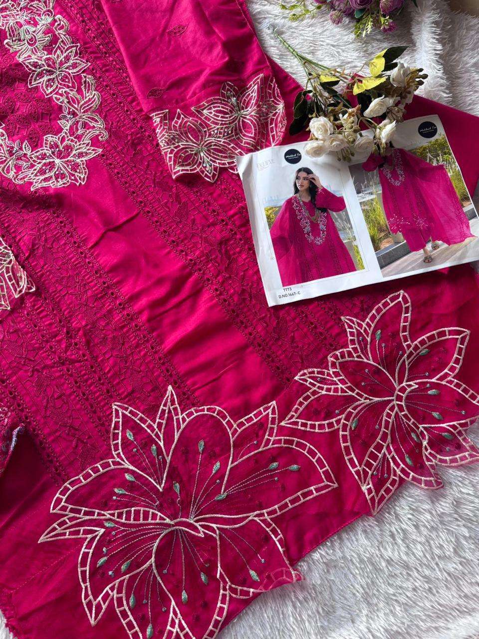 MEHBOOB TEX DESIGN NO - 1667 ABCD PURE COTTON LAWN HEAVY EMBROIDERED PAKISTANI SUIT