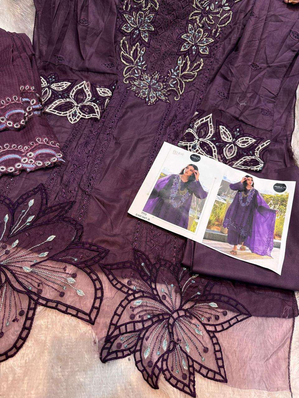 MEHBOOB TEX DESIGN NO - 1667 ABCD PURE COTTON LAWN HEAVY EMBROIDERED PAKISTANI SUIT
