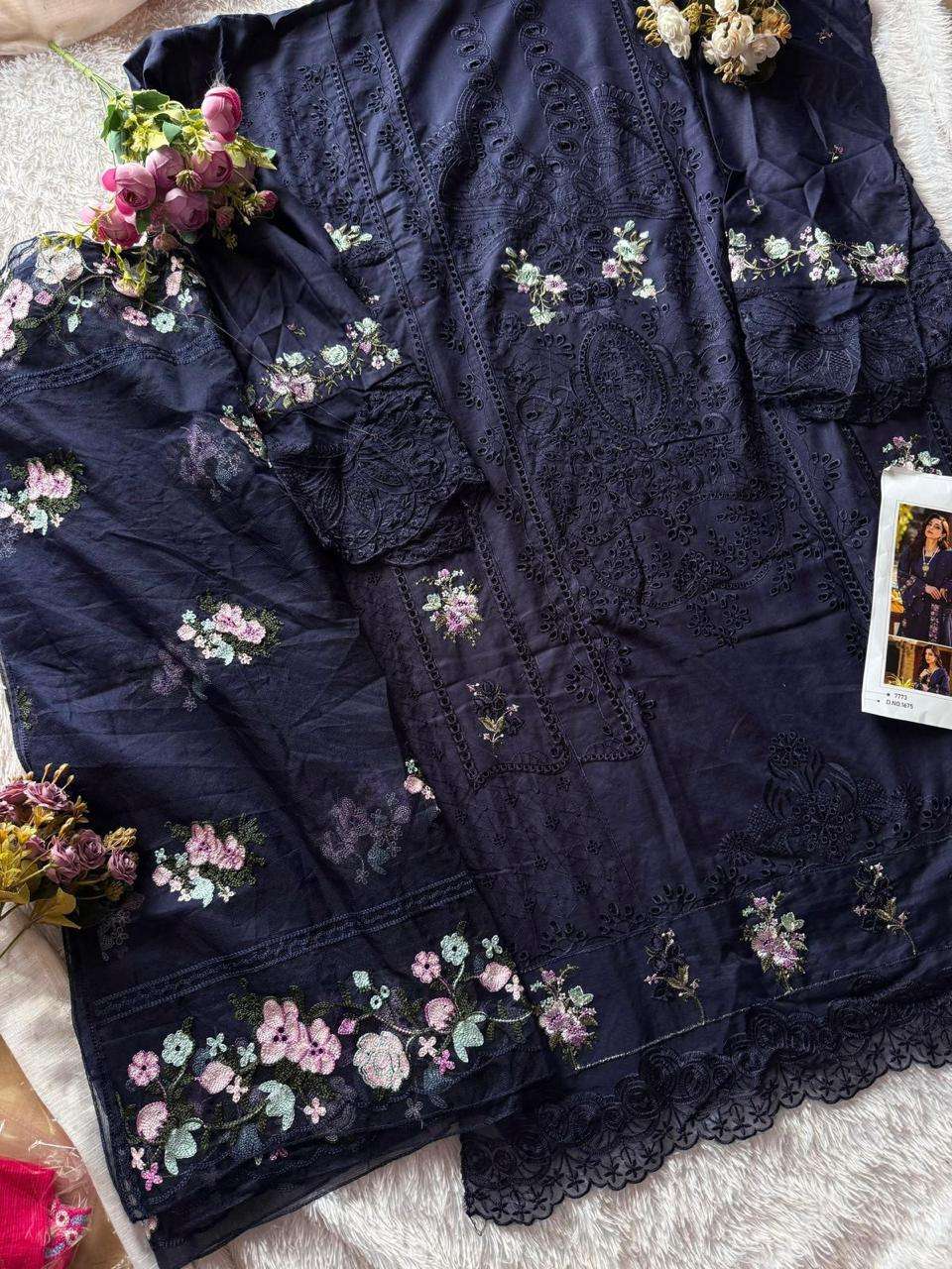 MEHBOOB TEX DESIGN NO - 1675 PURE COTTON PRINT HEAVY SELF EMBROIDERED PAKISTANI SALWAR SUIT