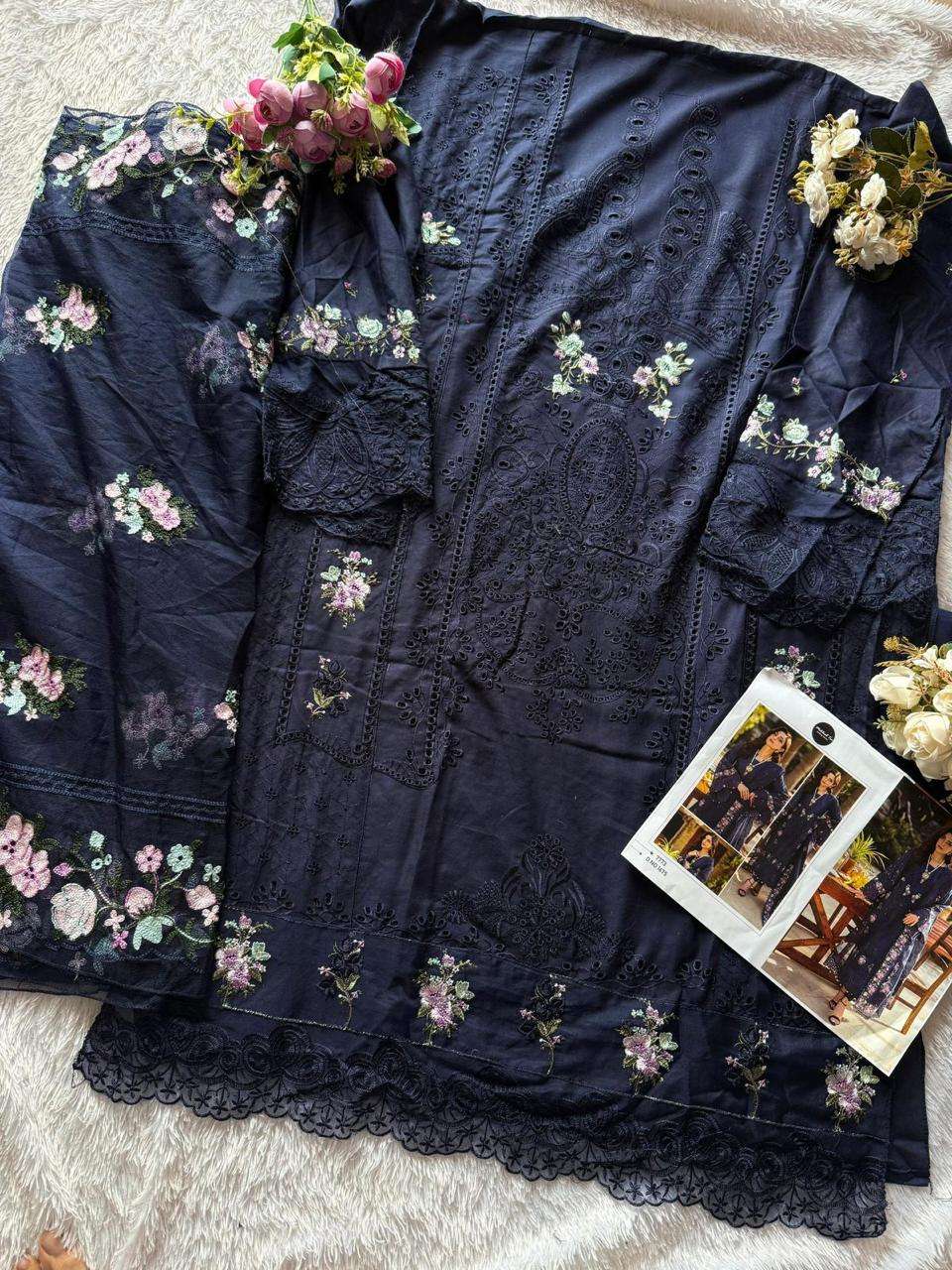 MEHBOOB TEX DESIGN NO - 1675 PURE COTTON PRINT HEAVY SELF EMBROIDERED PAKISTANI SALWAR SUIT