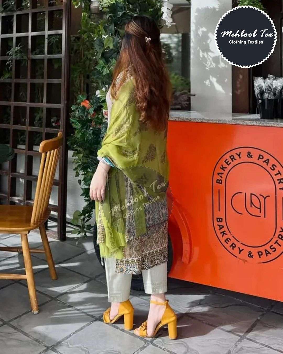 MEHBOOB TEX DESIGN NO - 1684 PURE COTTON PRINT EMBROIDERED PATCH PAKISTANI SUIT 