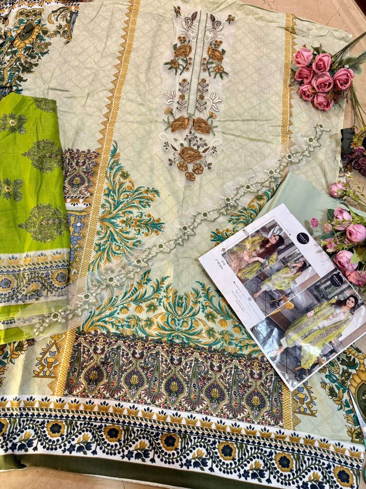MEHBOOB TEX DESIGN NO - 1684 PURE COTTON PRINT EMBROIDERED PATCH PAKISTANI SUIT 