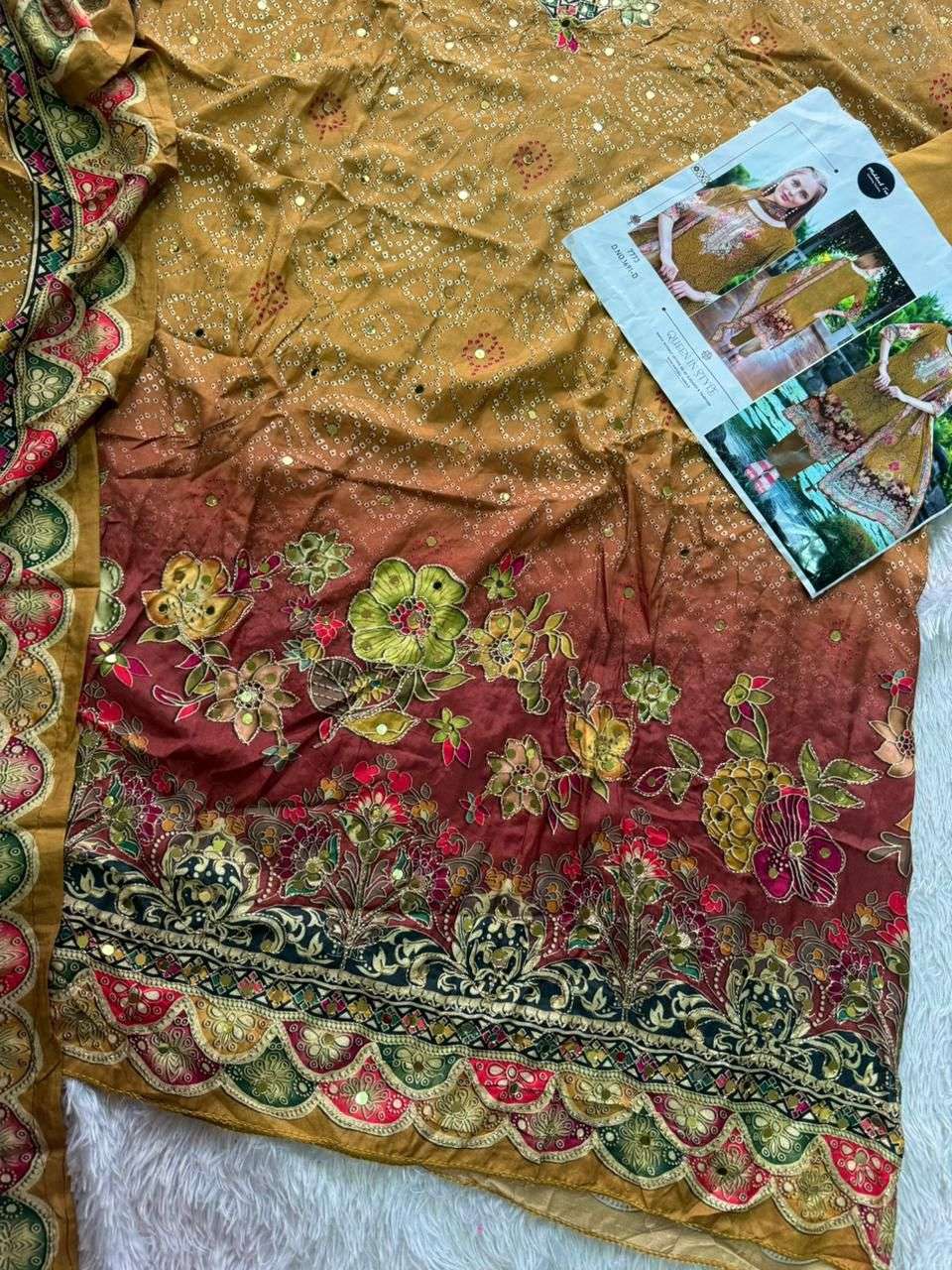 MEHBOOB TEX DESIGN NO - 1691 D PURE VISCOSE MUSLIN DIGITAL PRINT AARI HANDWORK PAKISTANI SUIT 