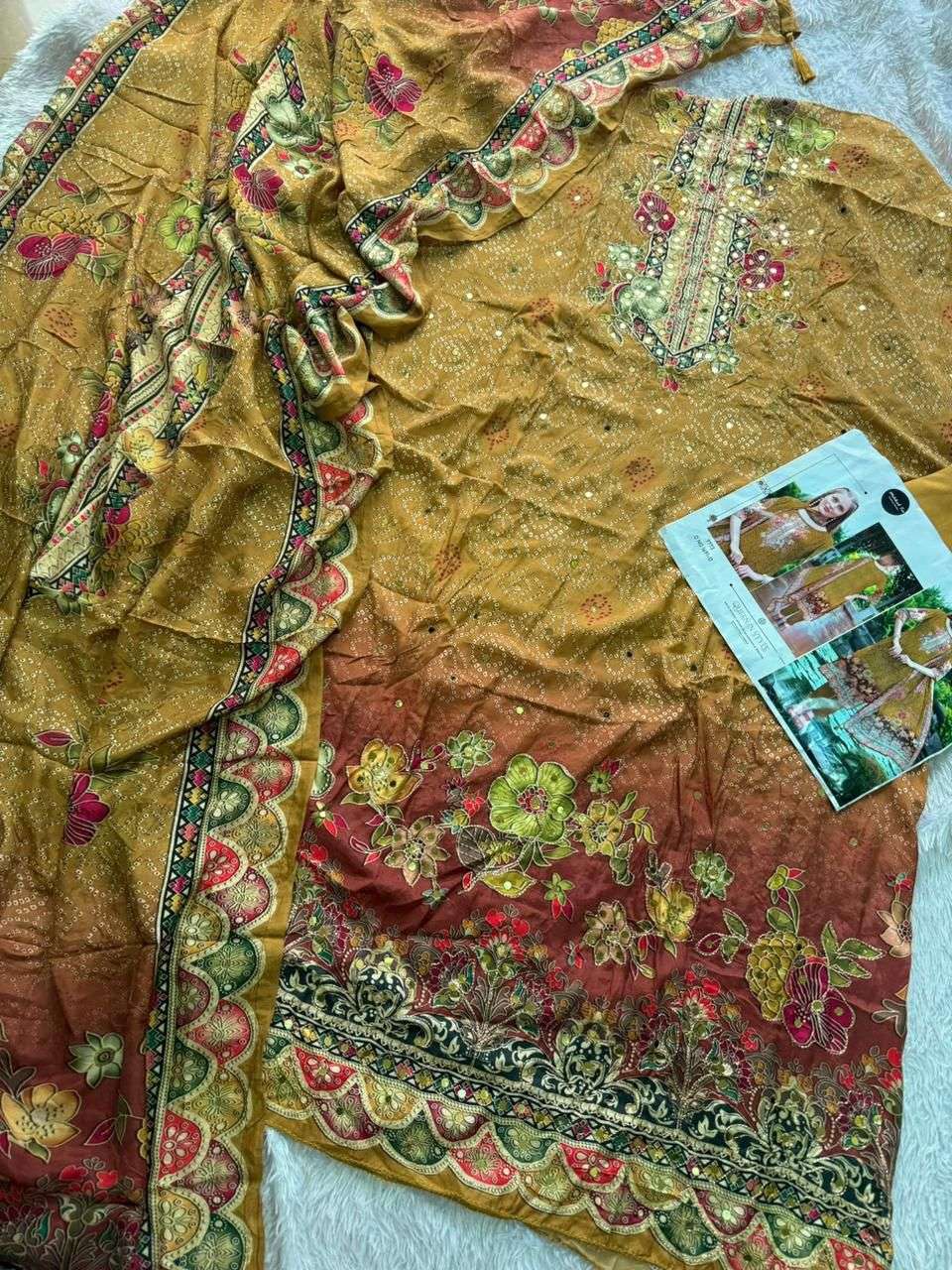 MEHBOOB TEX DESIGN NO - 1691 D PURE VISCOSE MUSLIN DIGITAL PRINT AARI HANDWORK PAKISTANI SUIT 