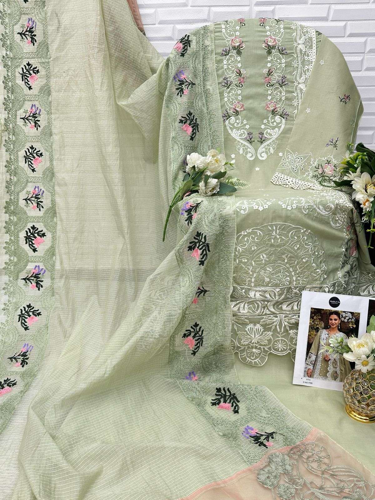 MEHBOOB TEX DESIGN NO - 1698-1699-1700 PURE COTTON PRINT HEAVY SELF EMBROIDERED PAKISTANI SALWAR SUIT