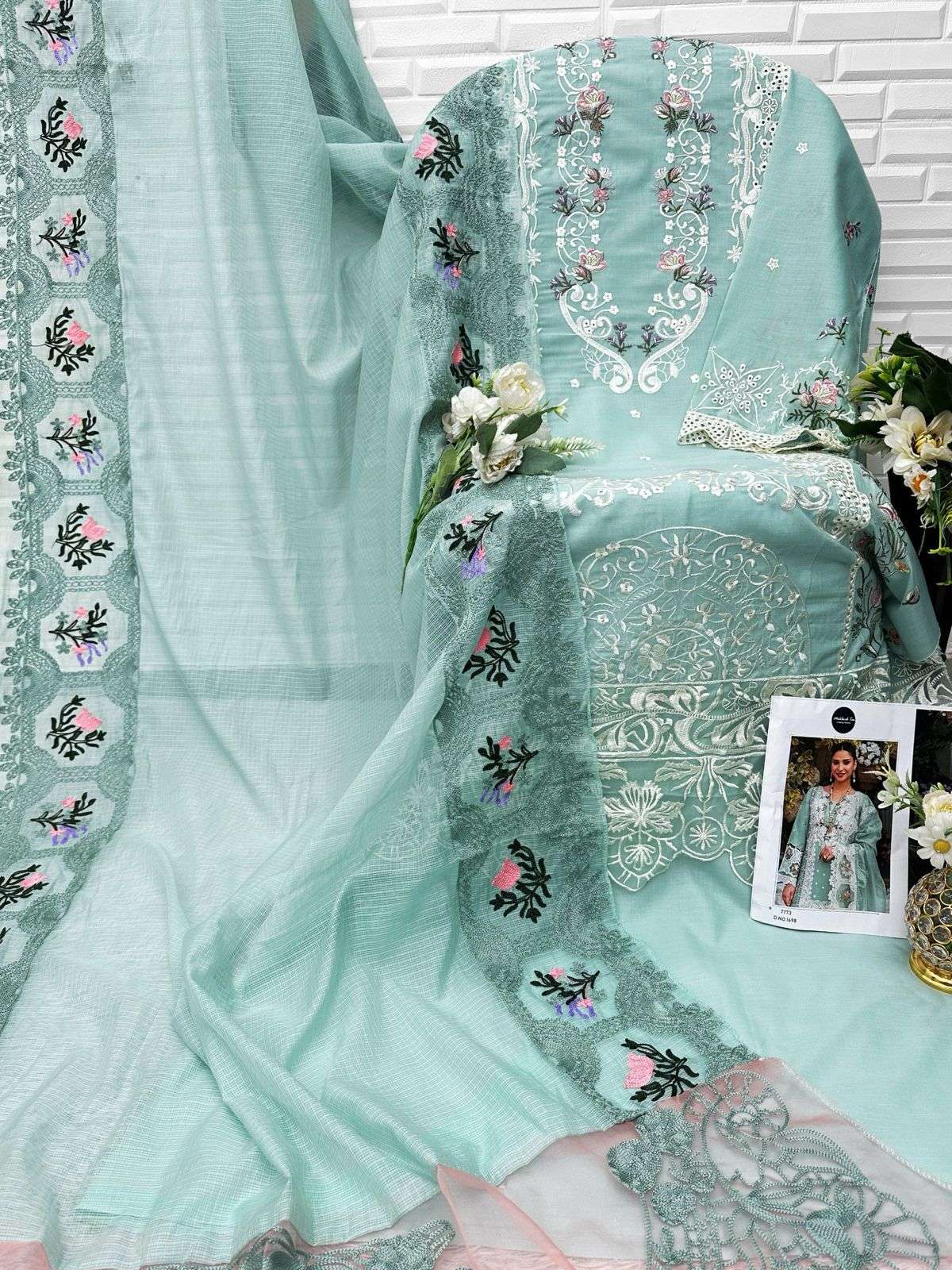 MEHBOOB TEX DESIGN NO - 1698-1699-1700 PURE COTTON PRINT HEAVY SELF EMBROIDERED PAKISTANI SALWAR SUIT
