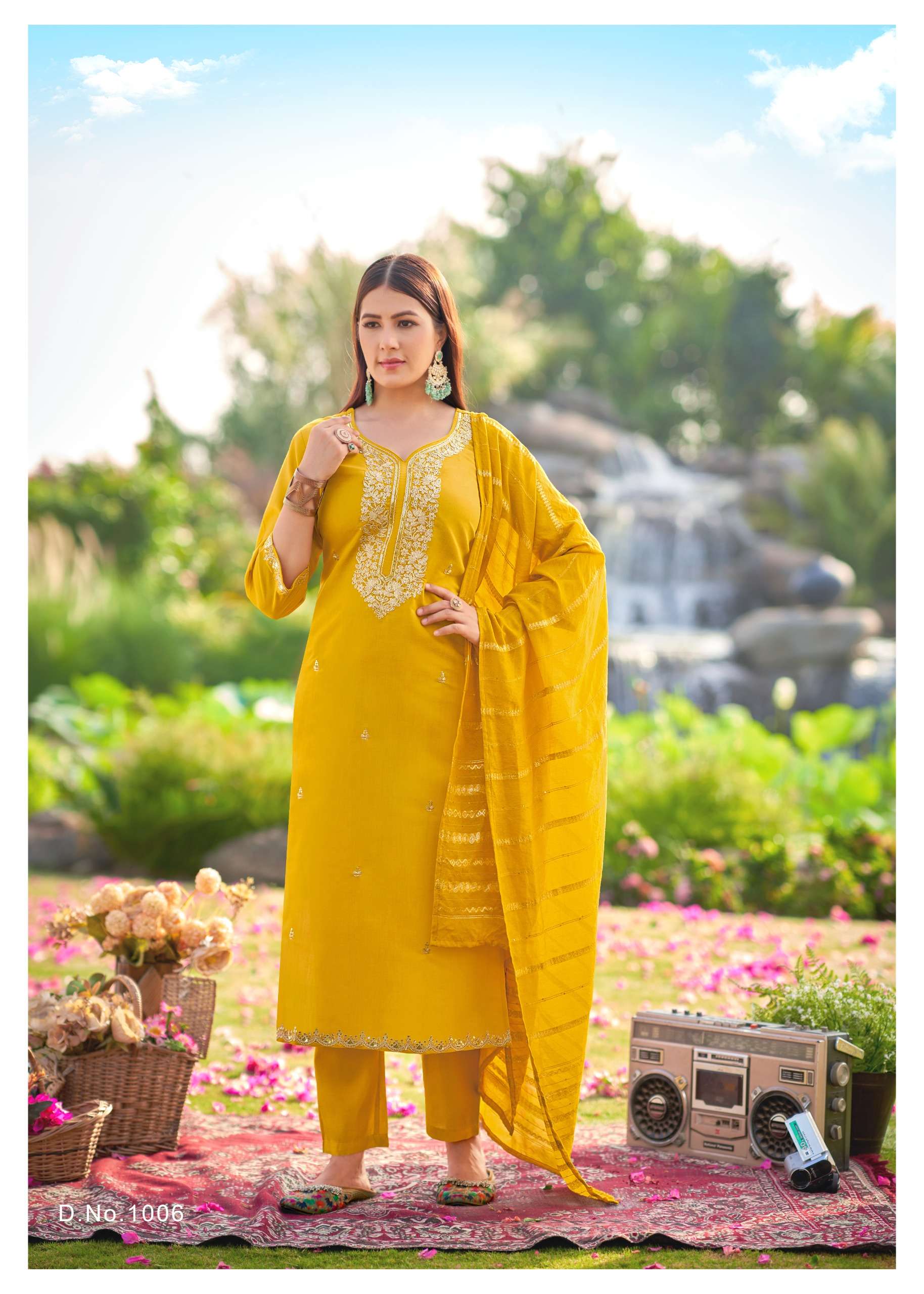MUKESH DILBARA SILK WITH FANCY DESIGNER WORK READY MADE LADIES SUIT