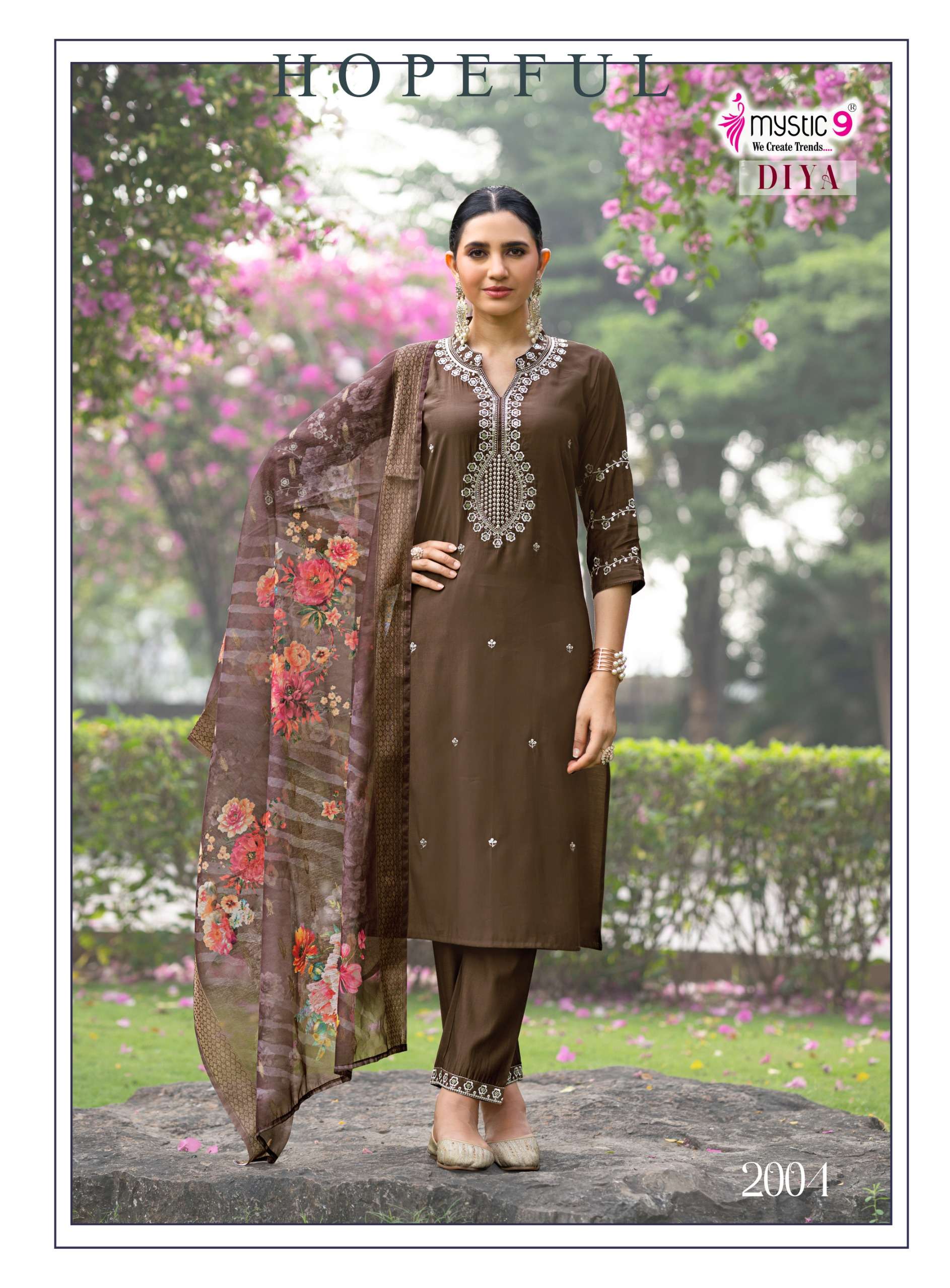 MYSTIC 9 DIYA VOL 2 SILK  WITH FANCY EMBROIDERIES WORK LADIES KURTI BOTTOM AND DUPATTA SET 