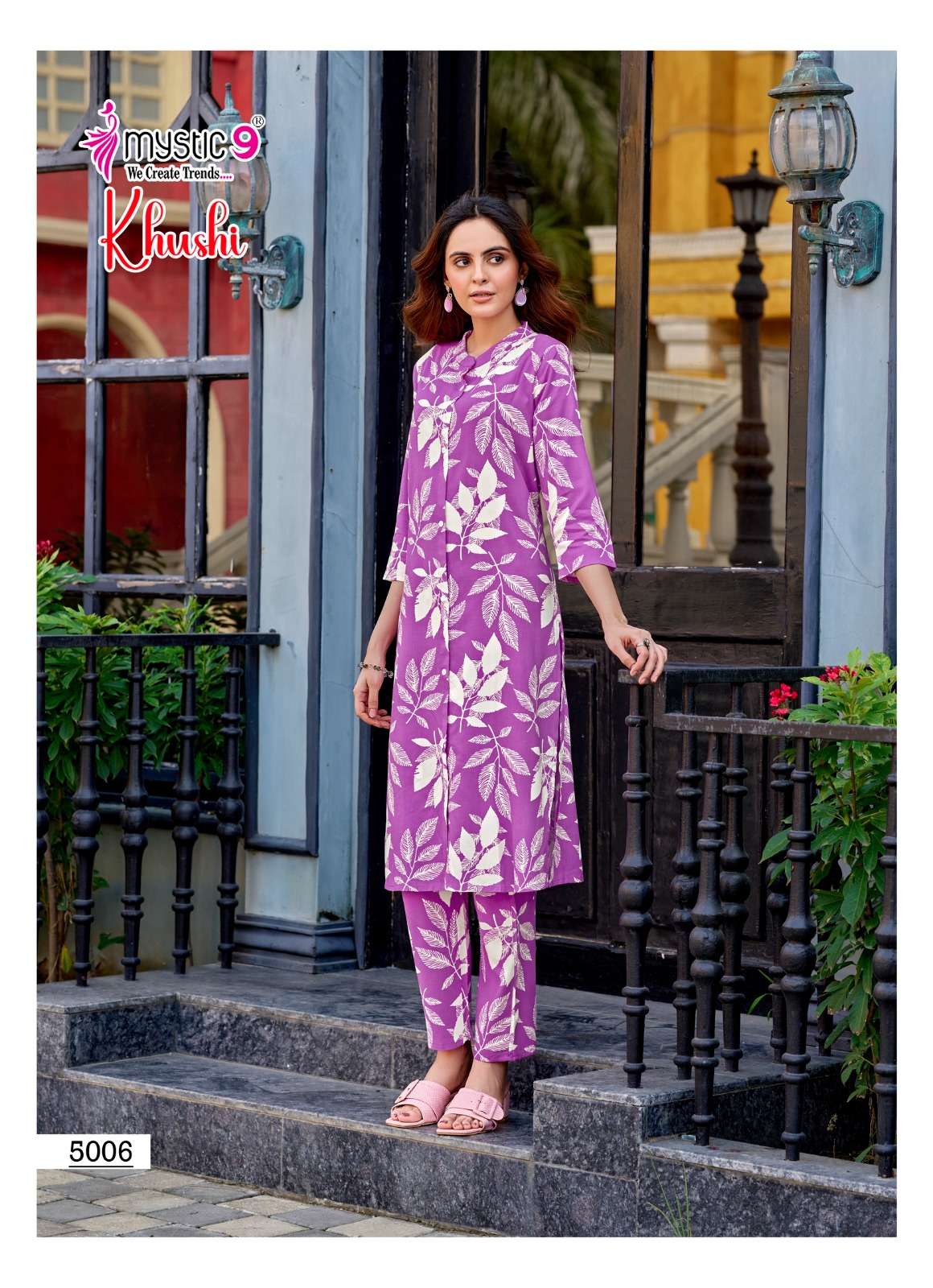 MYSTIC 9 KHUSHI VOL 5 VISCOSE PRINT FANCY A LINE STYLE KURTI WITH BOTTOM PAIR 