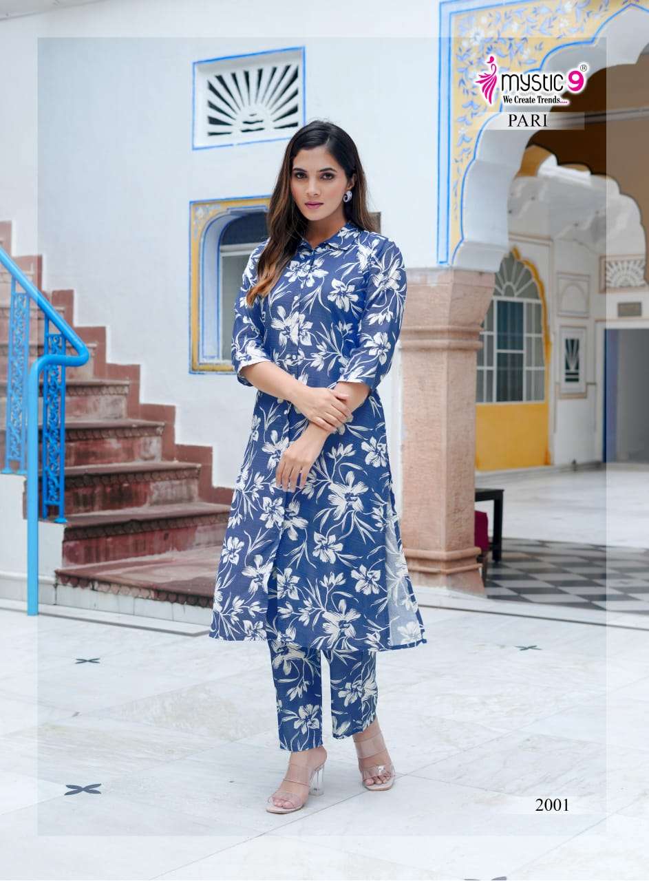 MYSTIC 9 PARI VOL 2  FANCY PRINTED KURTI WITH BOTTOM PAIR