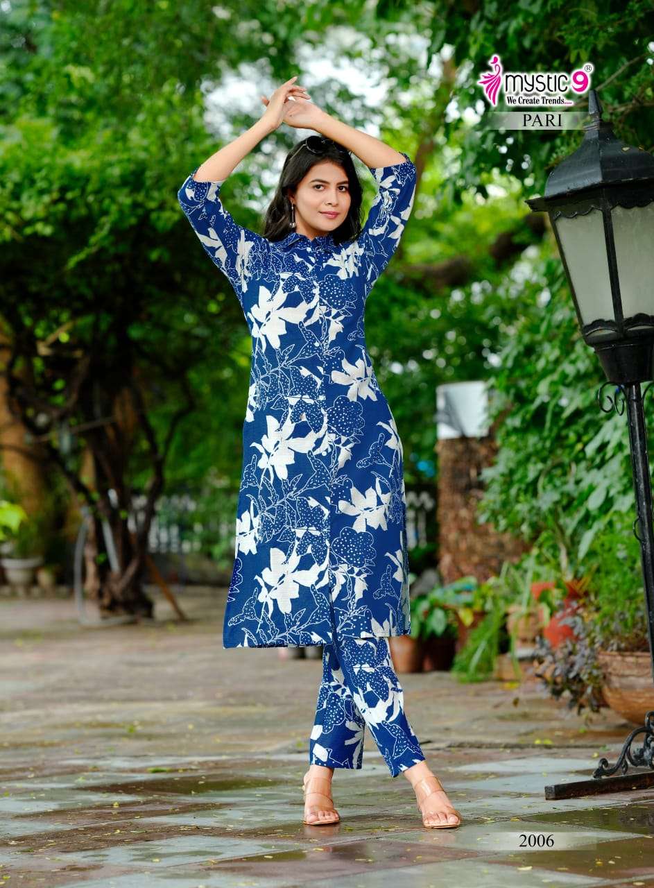 MYSTIC 9 PARI VOL 2  FANCY PRINTED KURTI WITH BOTTOM PAIR