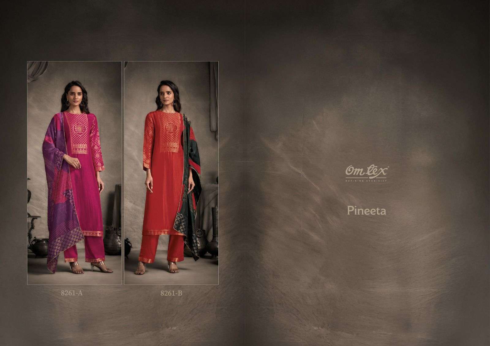 OMTEX PINEETA SILK JACQUARD DESIGNER WORK LADIES SUIT