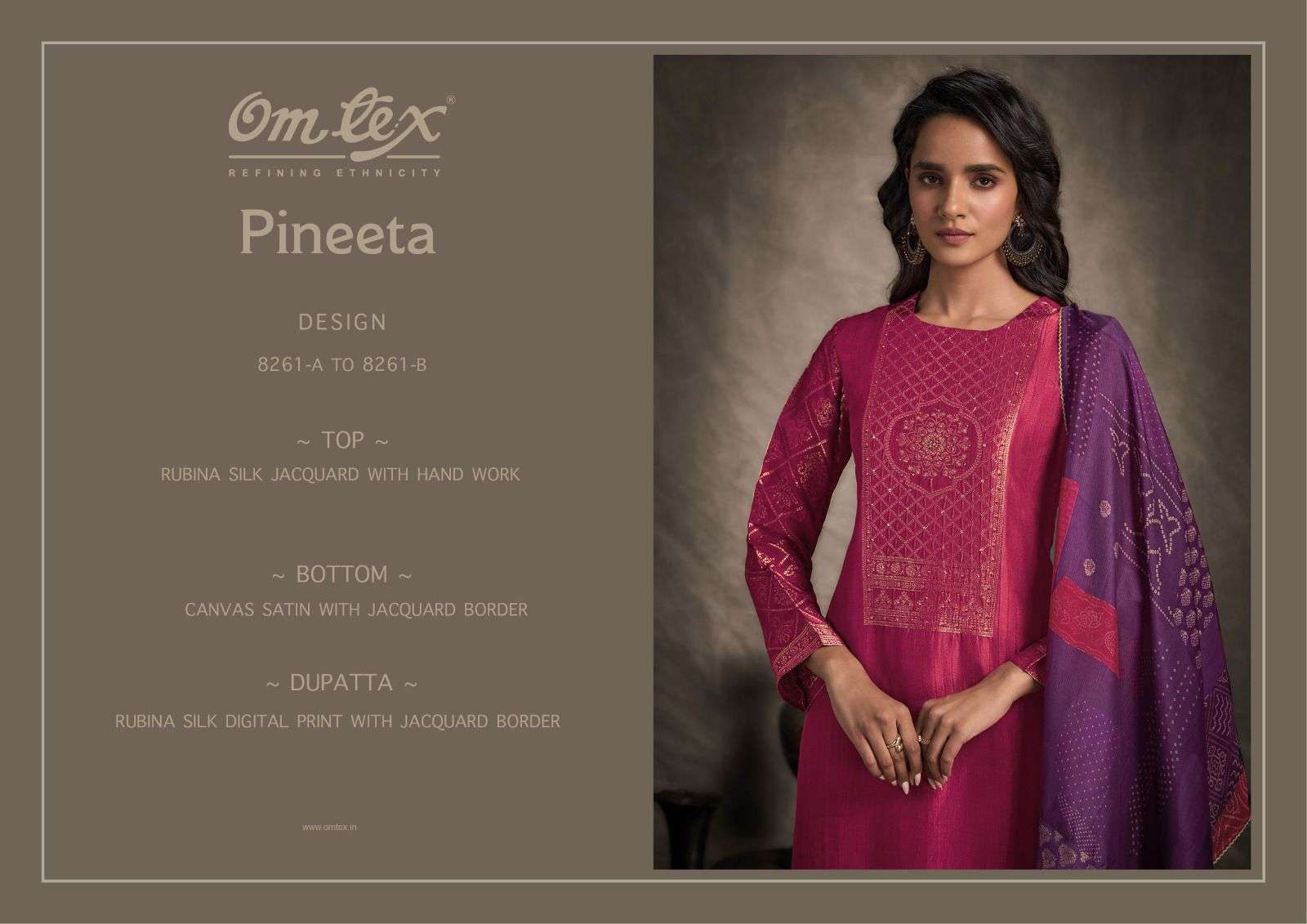 OMTEX PINEETA SILK JACQUARD DESIGNER WORK LADIES SUIT